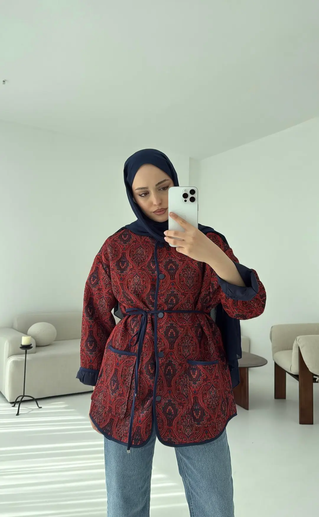 Etnik Desen Bağlamalı Ceket - Görsel 5