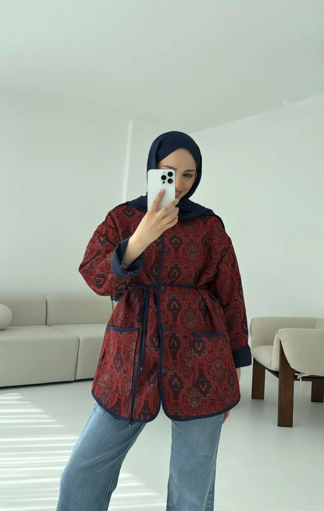 Etnik Desen Bağlamalı Ceket - Görsel 7