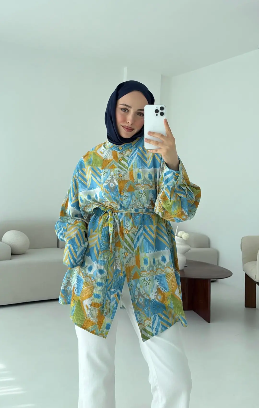 Etnik Desen Tasarım Bağlamalı Gömlek - Görsel 5