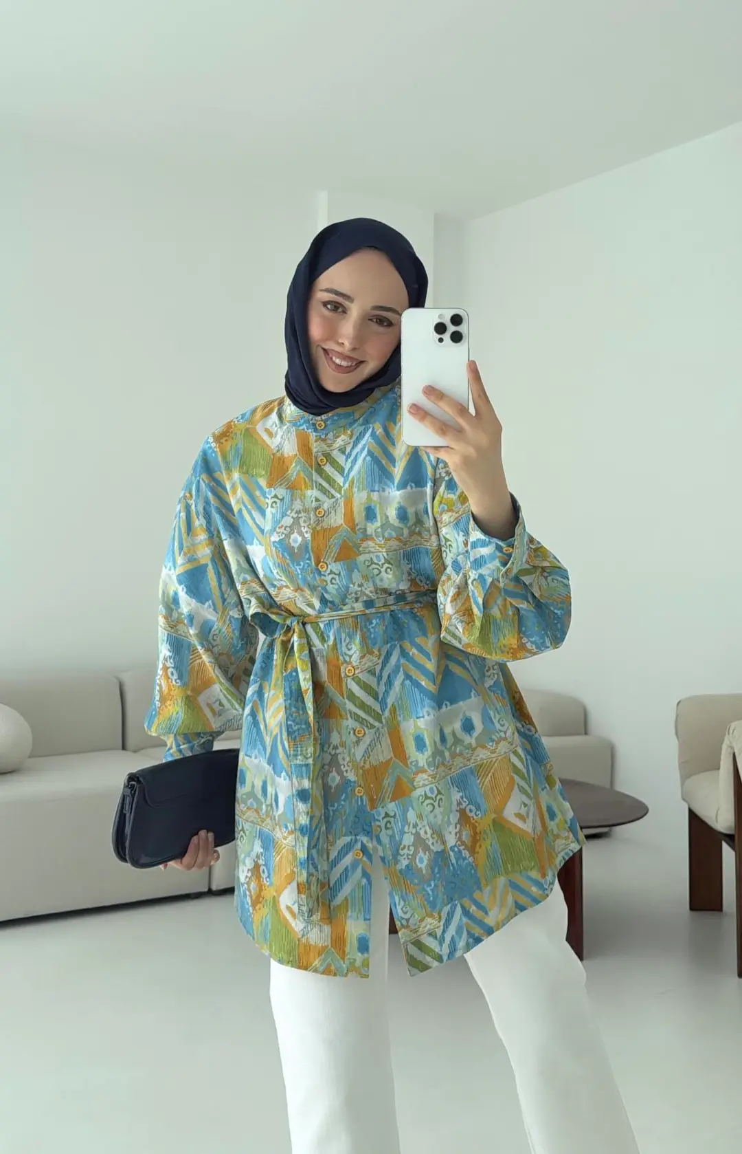 Etnik Desen Tasarım Bağlamalı Gömlek - Görsel 2