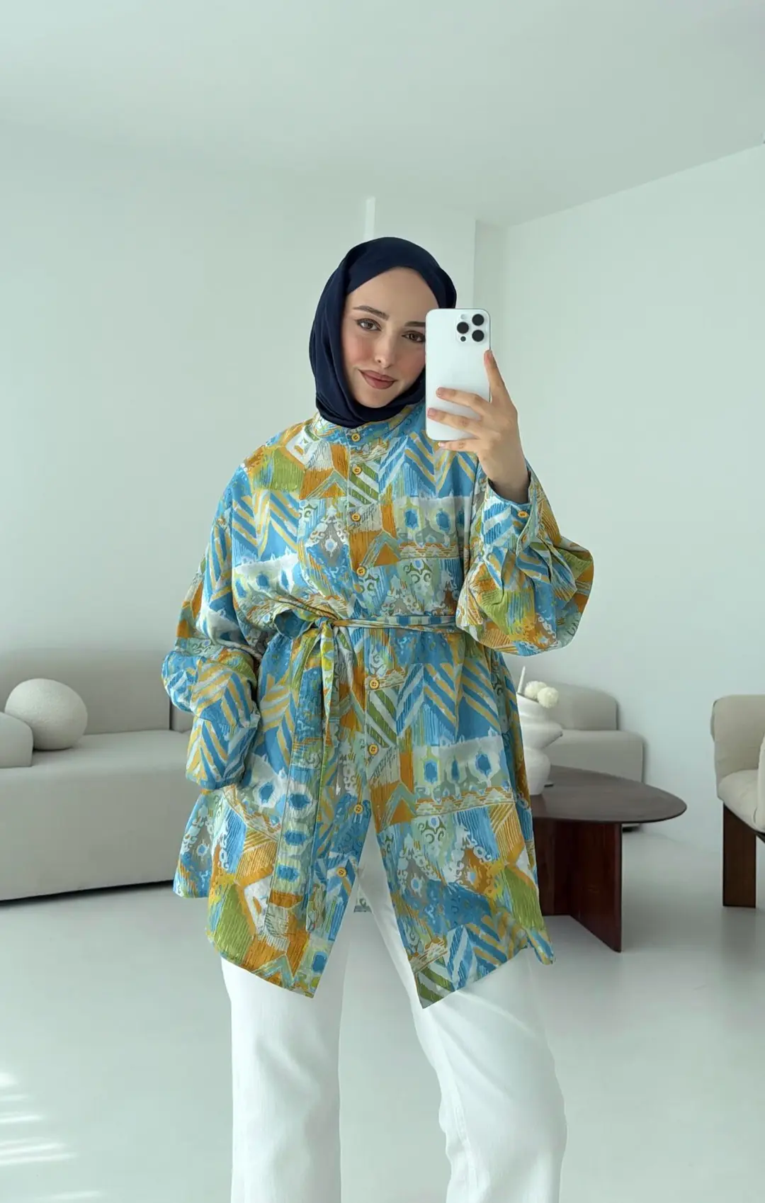 Etnik Desen Tasarım Bağlamalı Gömlek - Görsel 5