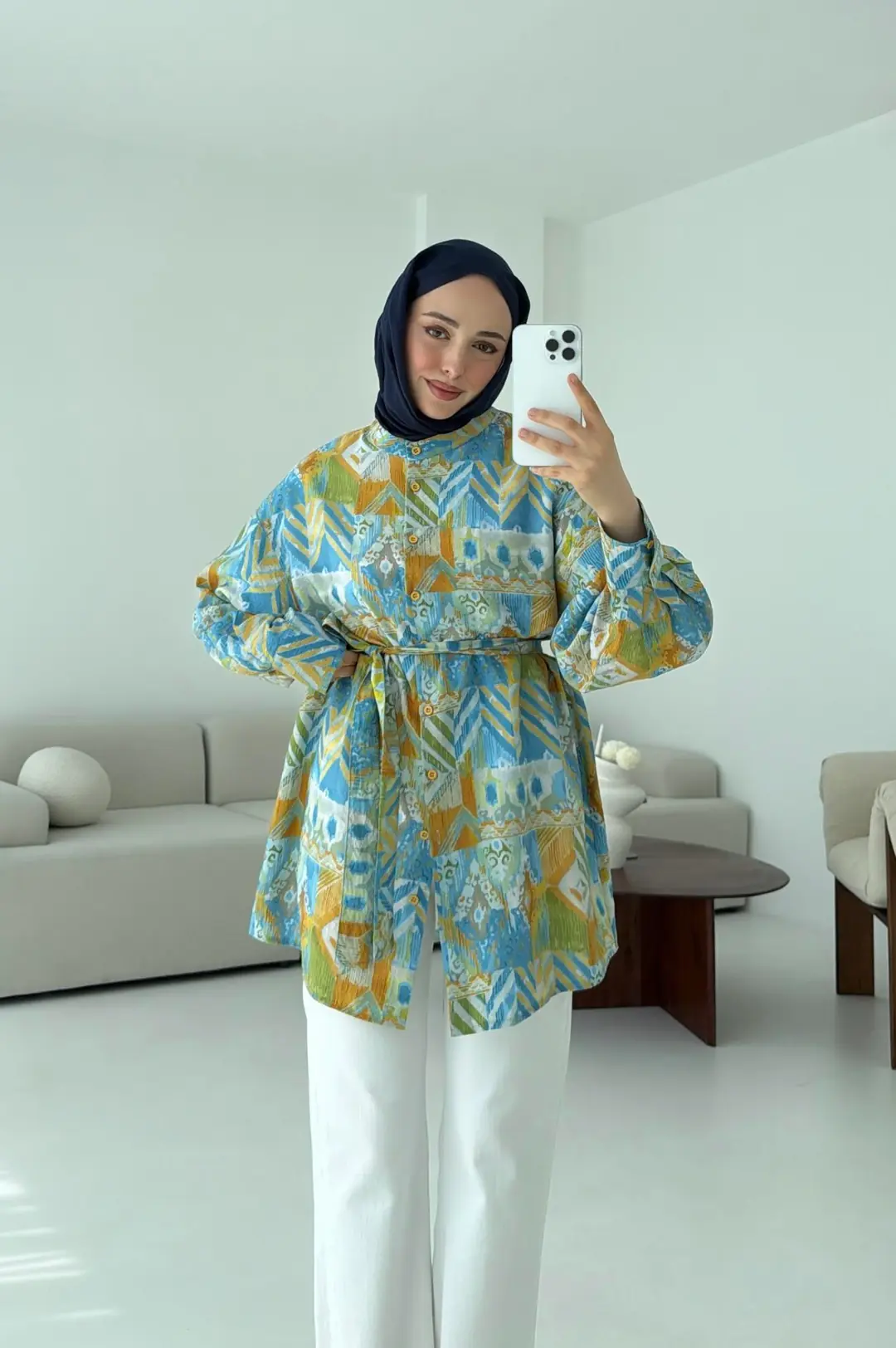 Etnik Desen Tasarım Bağlamalı Gömlek - Görsel 8