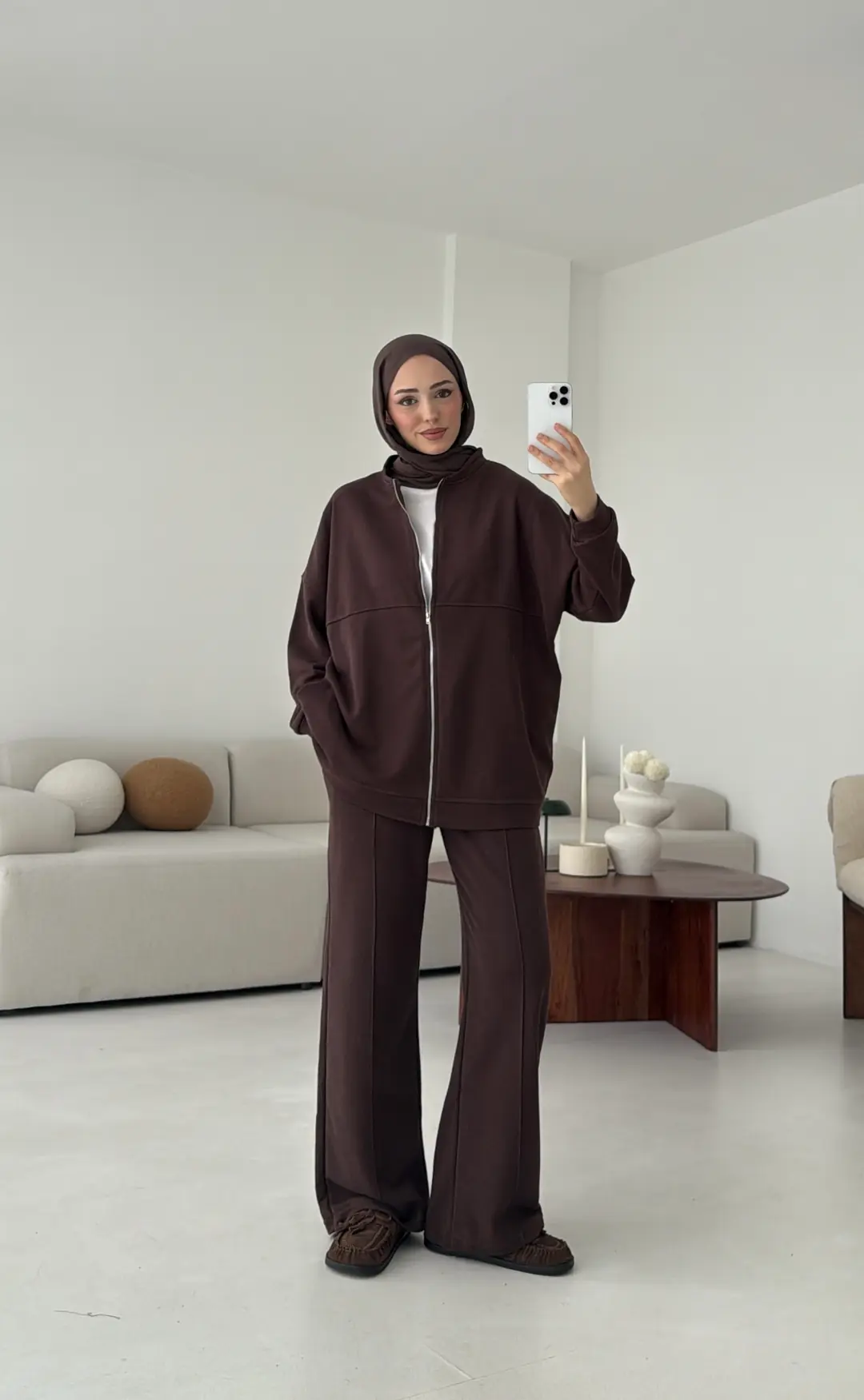 Fermuarlı 3 İplik Takım Kahve - Görsel 10