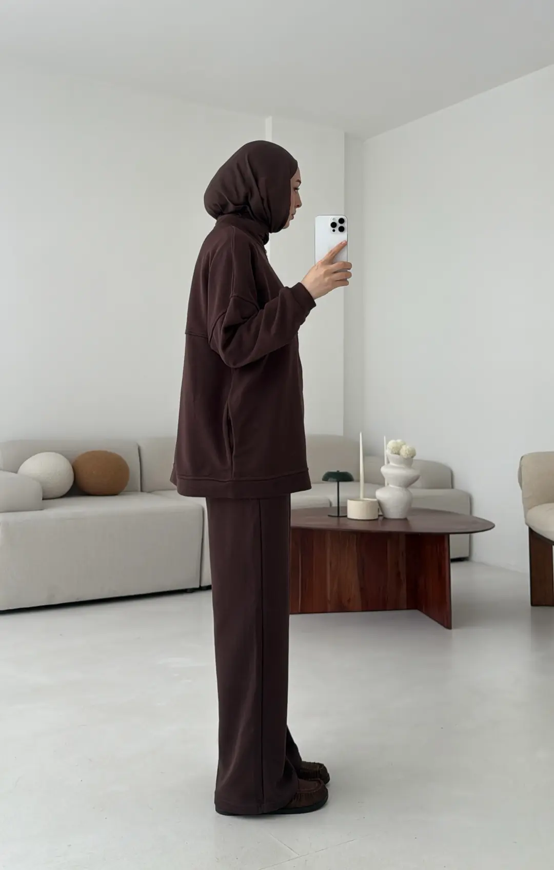 Fermuarlı 3 İplik Takım Kahve - Görsel 2