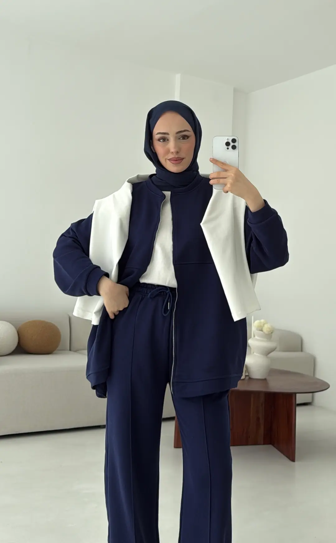 Fermuarlı 3 İplik Takım Lacivert - Görsel 2