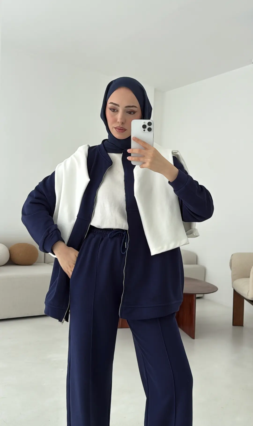 Fermuarlı 3 İplik Takım Lacivert - Görsel 9