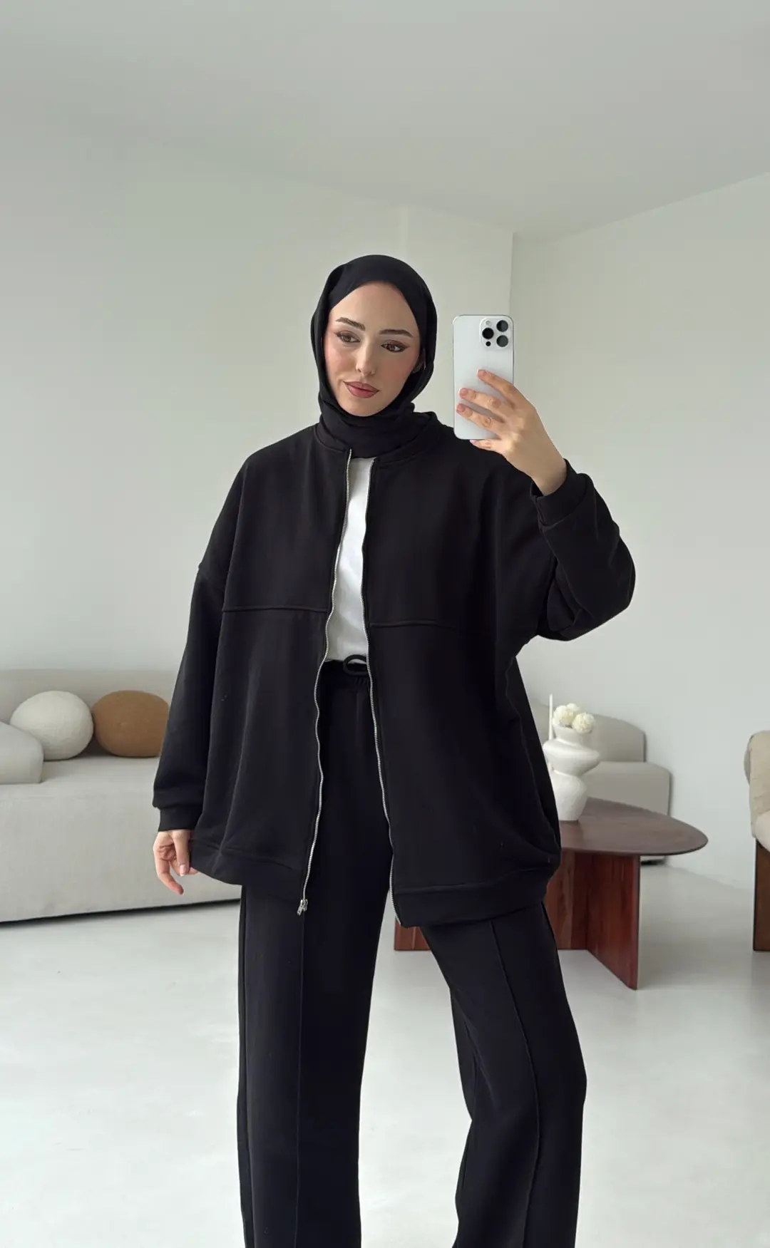 Fermuarlı 3 İplik Takım Siyah - Görsel 4