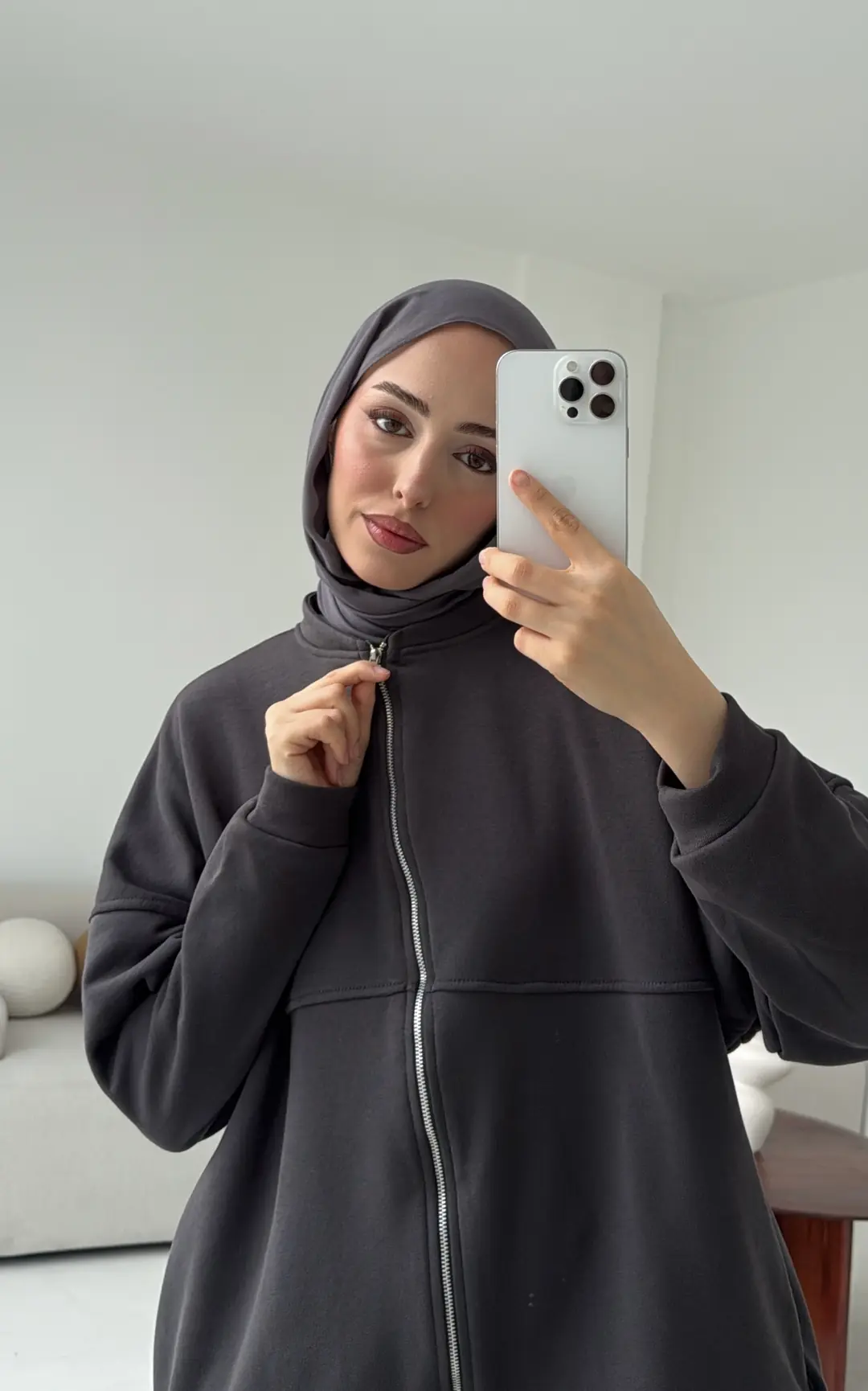 Fermuarlı 3 İplik Takım Gri - Görsel 5