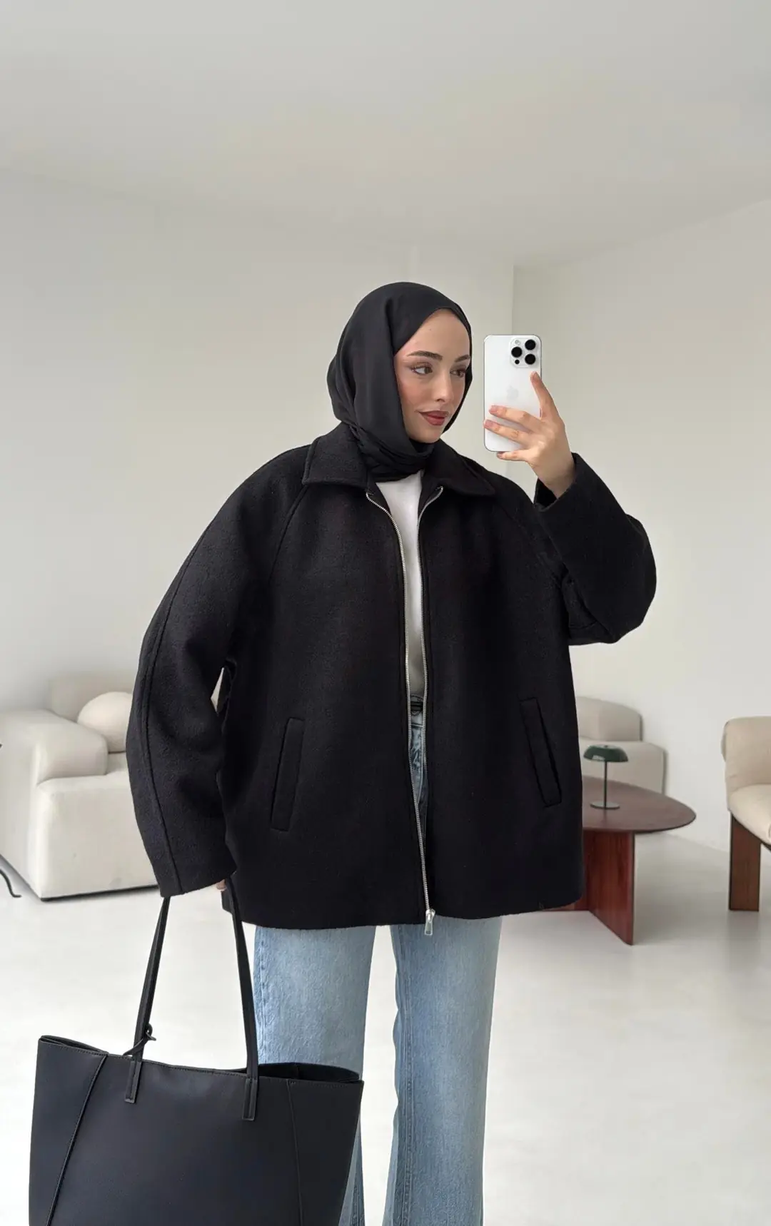 Fermuarlı Premıum Kece Ceket Siyah