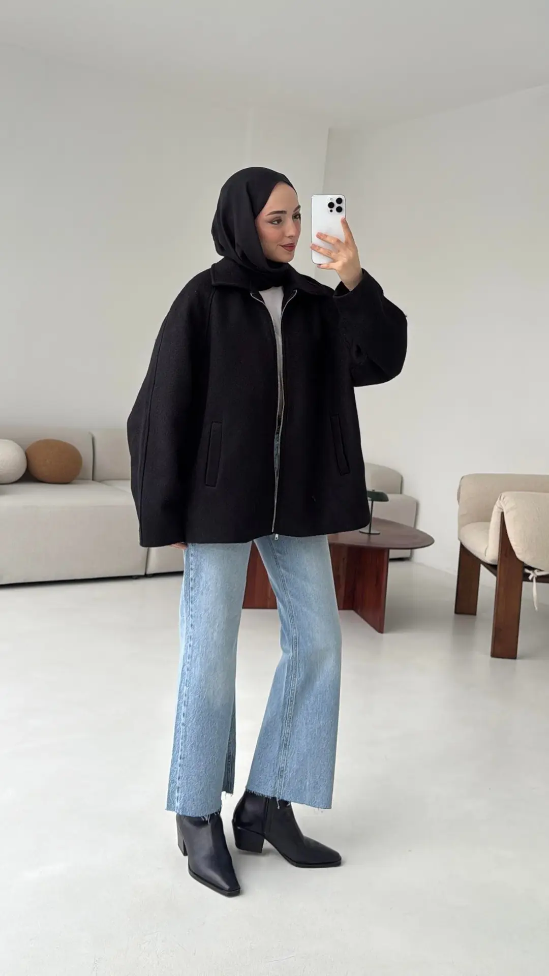 Fermuarlı Premıum Kece Ceket Siyah - Görsel 3