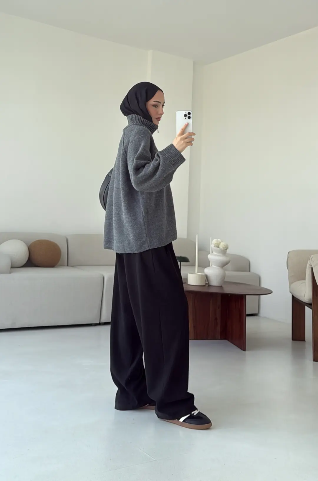 Fermuarlı Şardonlu Hırka Antrasit - Görsel 7