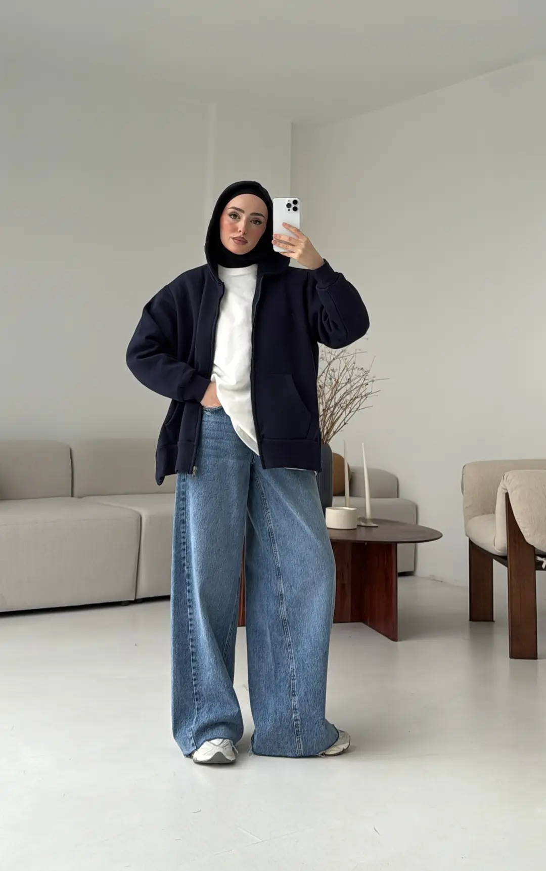 Fermuarlı Şardonlu Sweatshirt Lacivert - Görsel 4