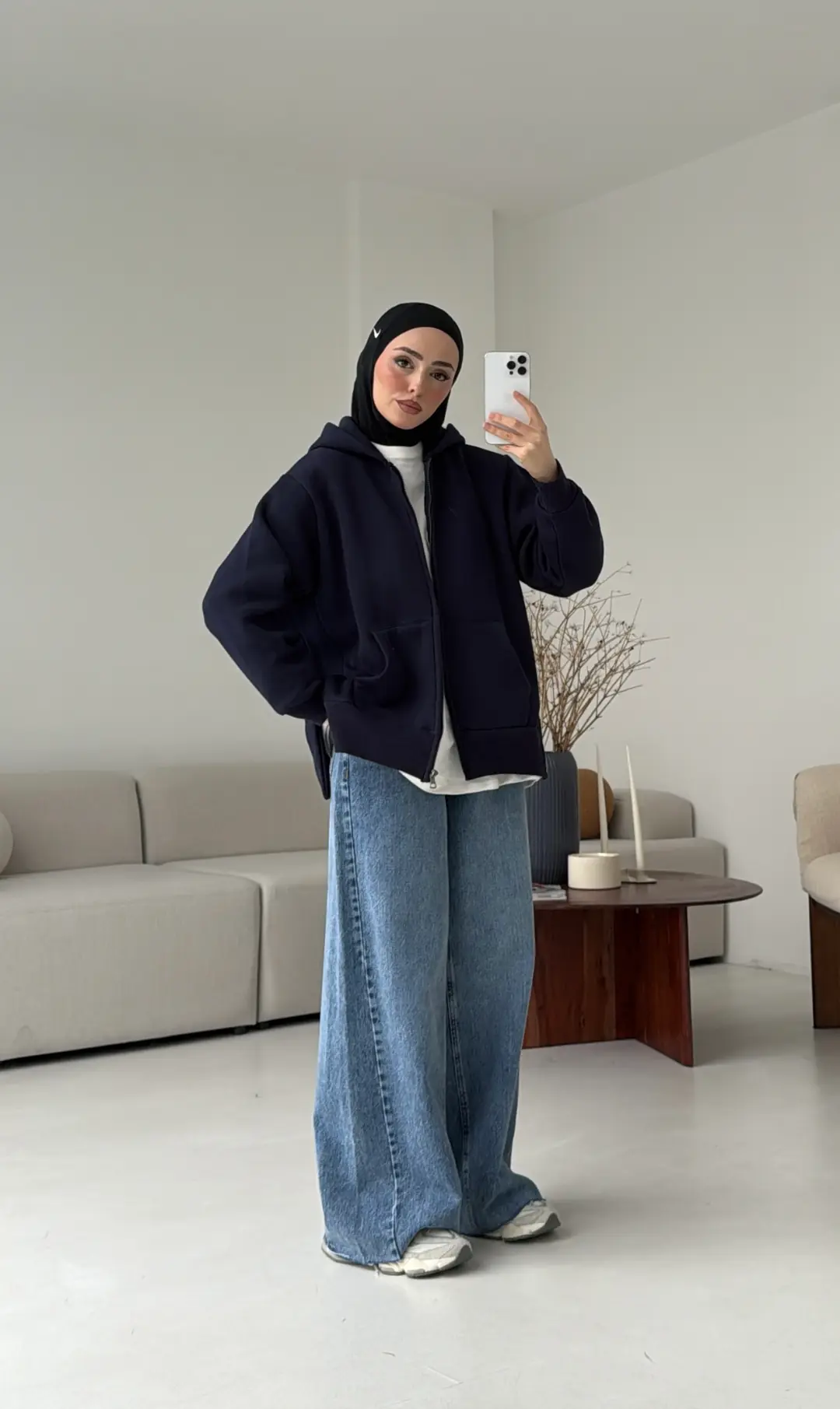 Fermuarlı Şardonlu Sweatshirt Lacivert - Görsel 5