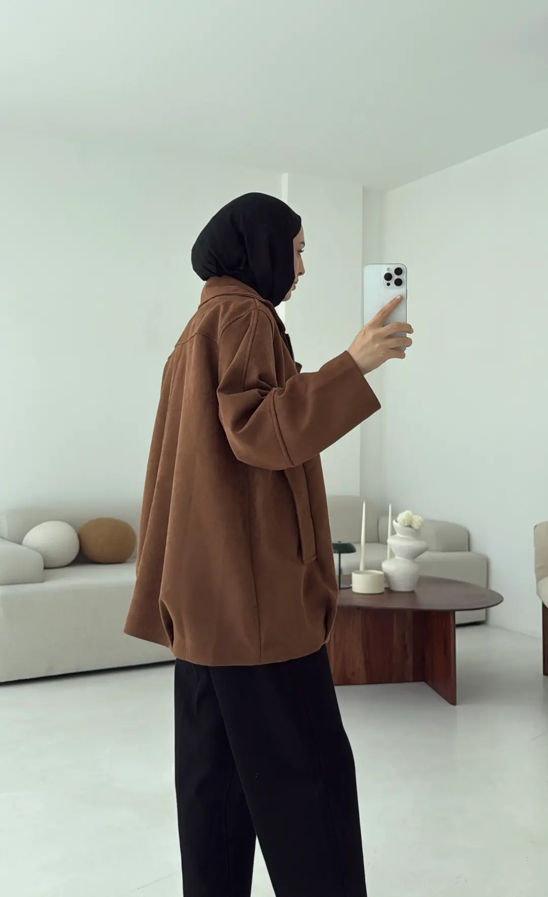 Fermuarlı Süet Ceket Taba - Görsel 7