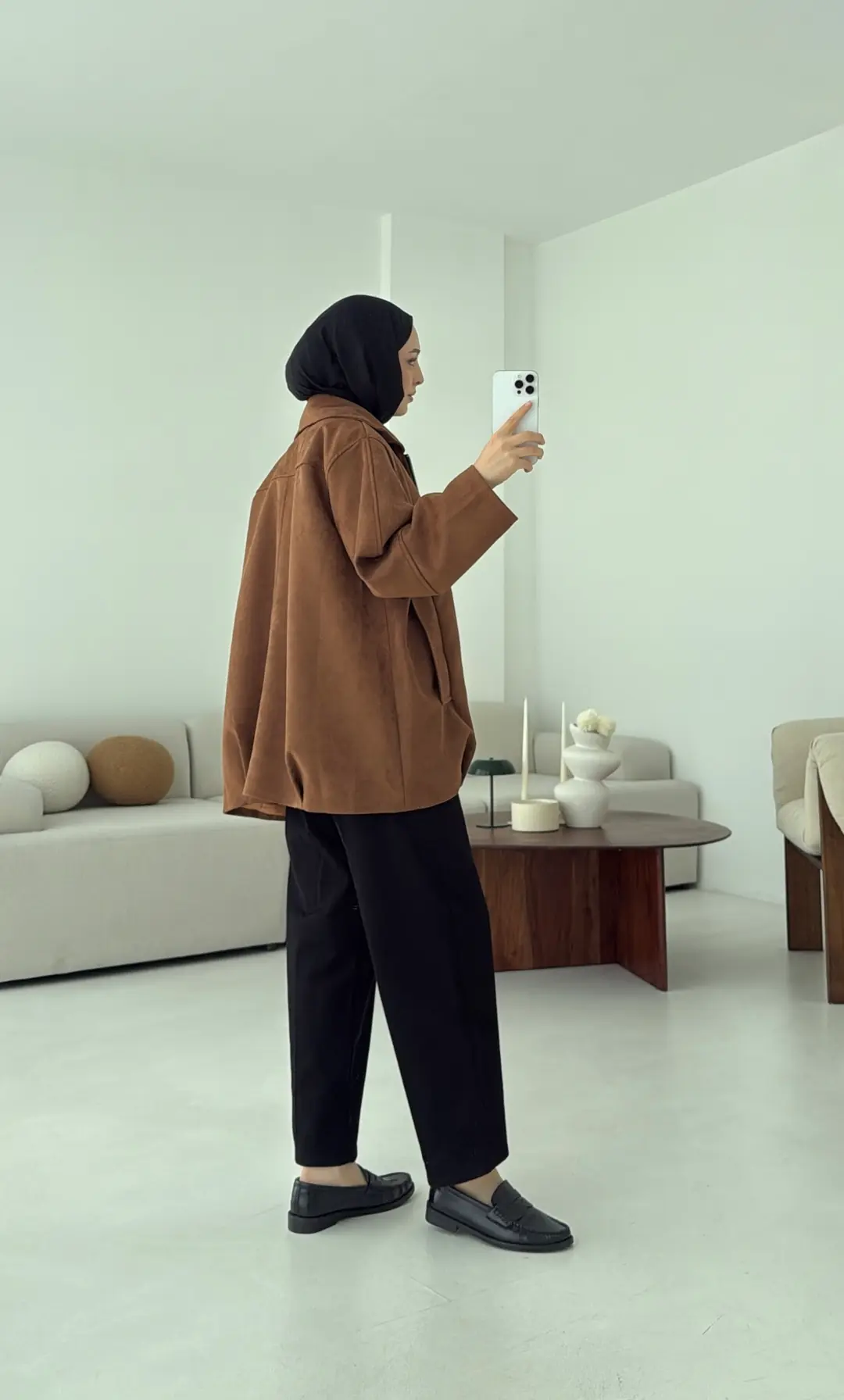 Fermuarlı Süet Ceket Taba - Görsel 8