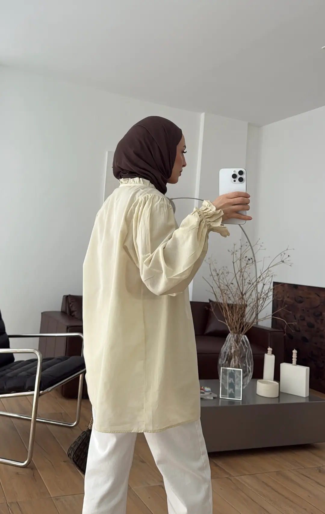 Fırfır Detaylı Vual Gömlek Sarı - Görsel 2