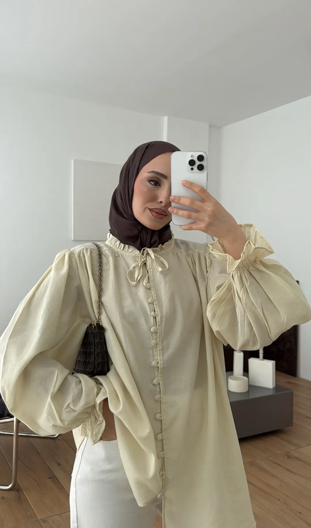 Fırfır Detaylı Vual Gömlek Sarı - Görsel 3