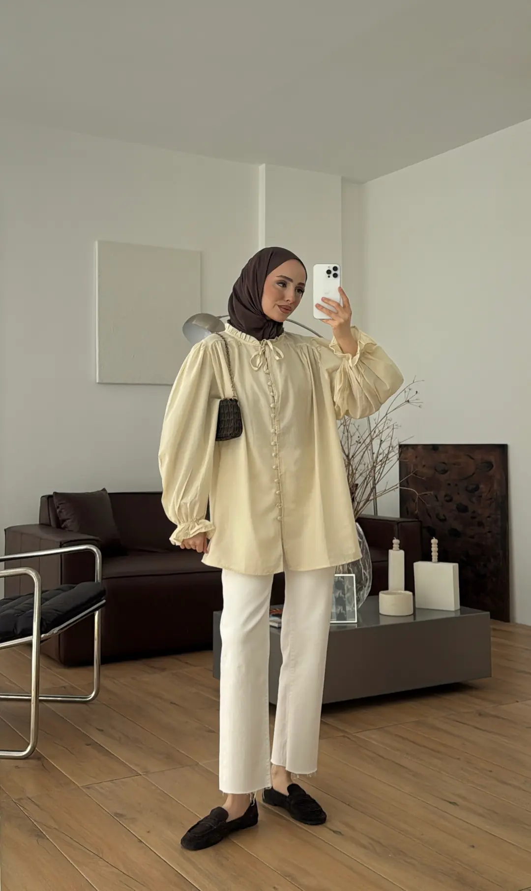 Fırfır Detaylı Vual Gömlek Sarı - Görsel 7