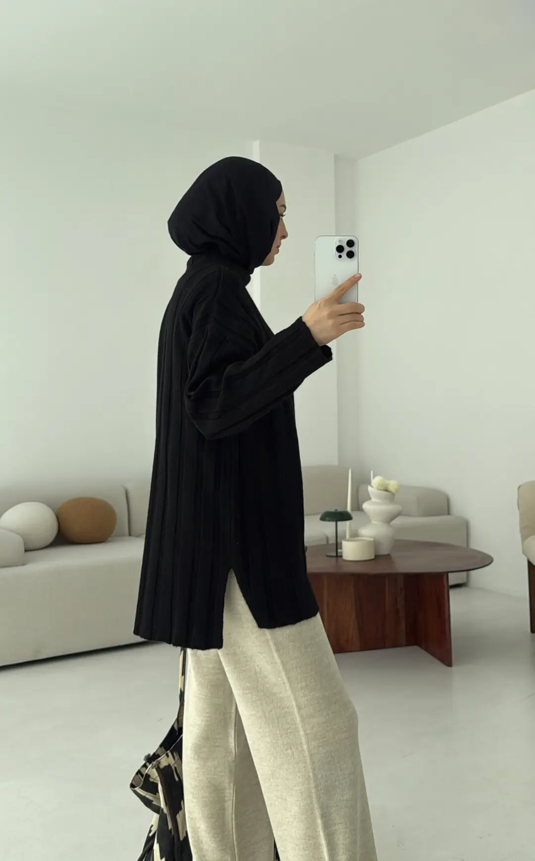 Fitilli Triko Kazak Siyah - Görsel 2