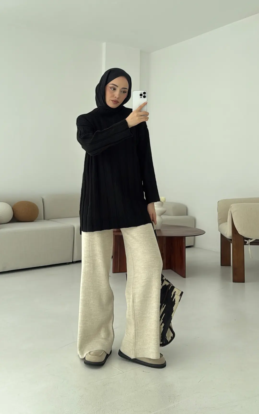 Fitilli Triko Kazak Siyah - Görsel 3