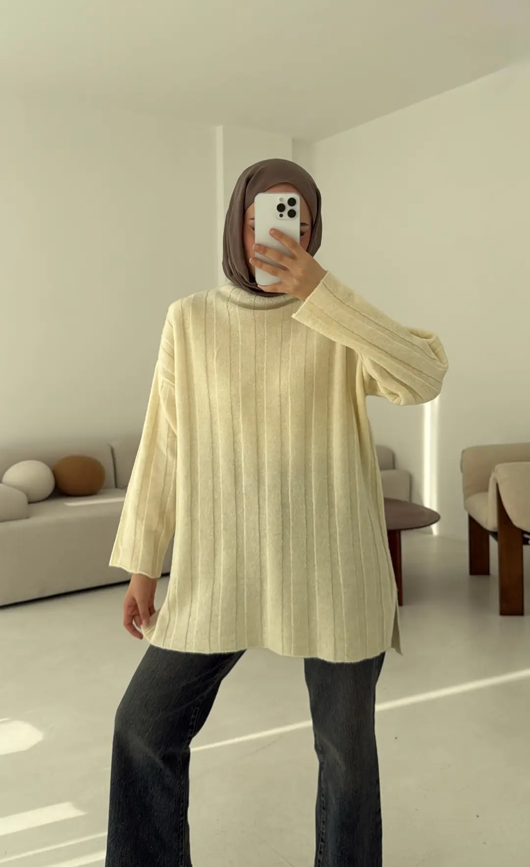 Fitilli Triko Kazak Krem