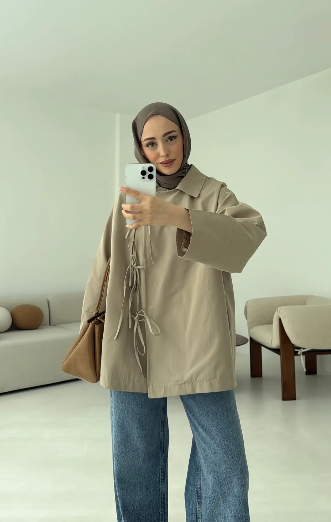 Fiyonk Detay Trençkot Bej - Görsel 5