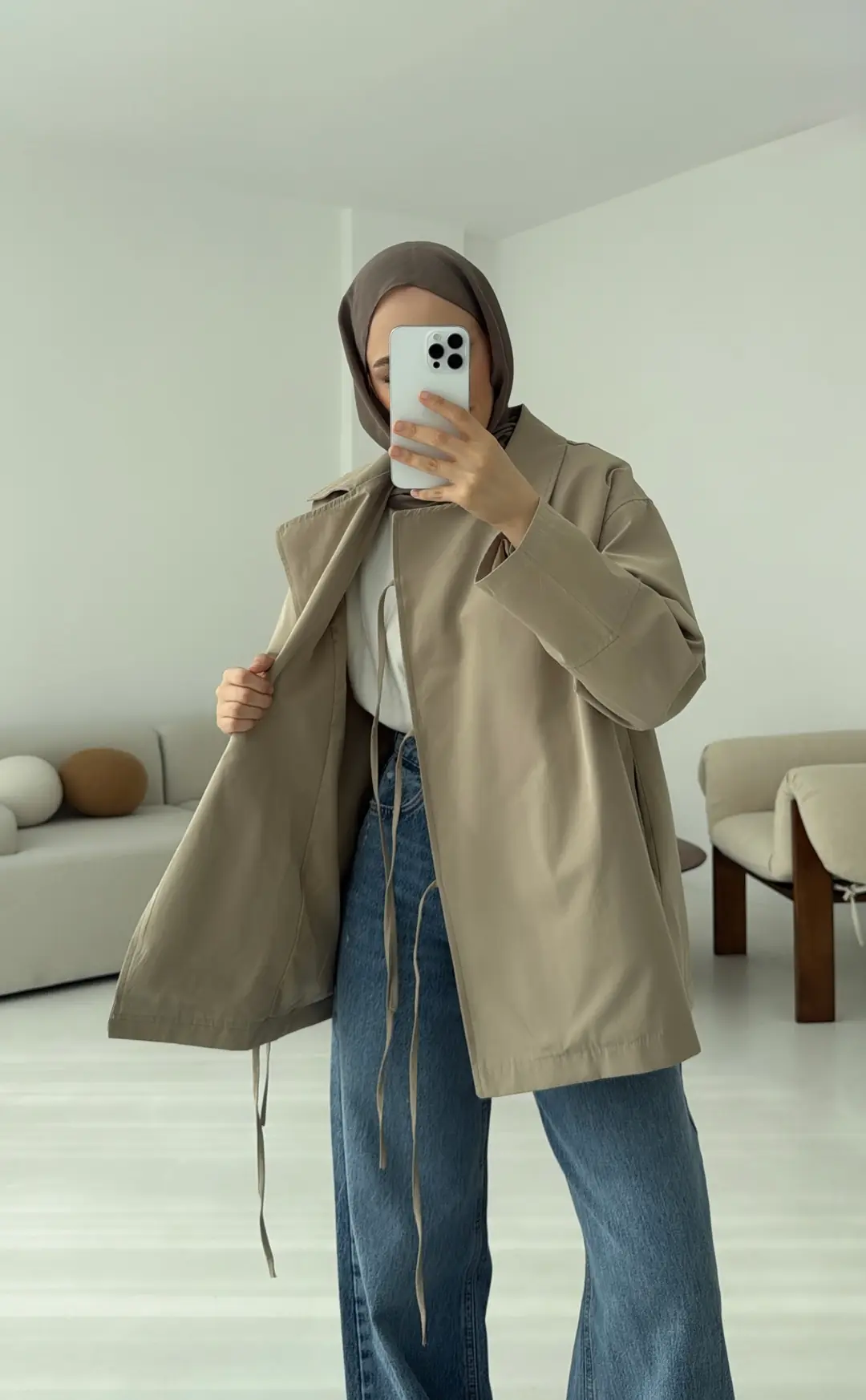 Fiyonk Detay Trençkot Bej - Görsel 8