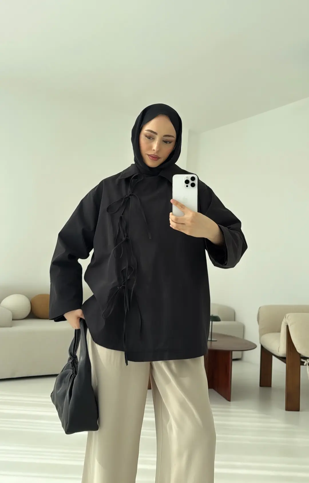 Fiyonk Detay Trençkot Siyah - Görsel 8