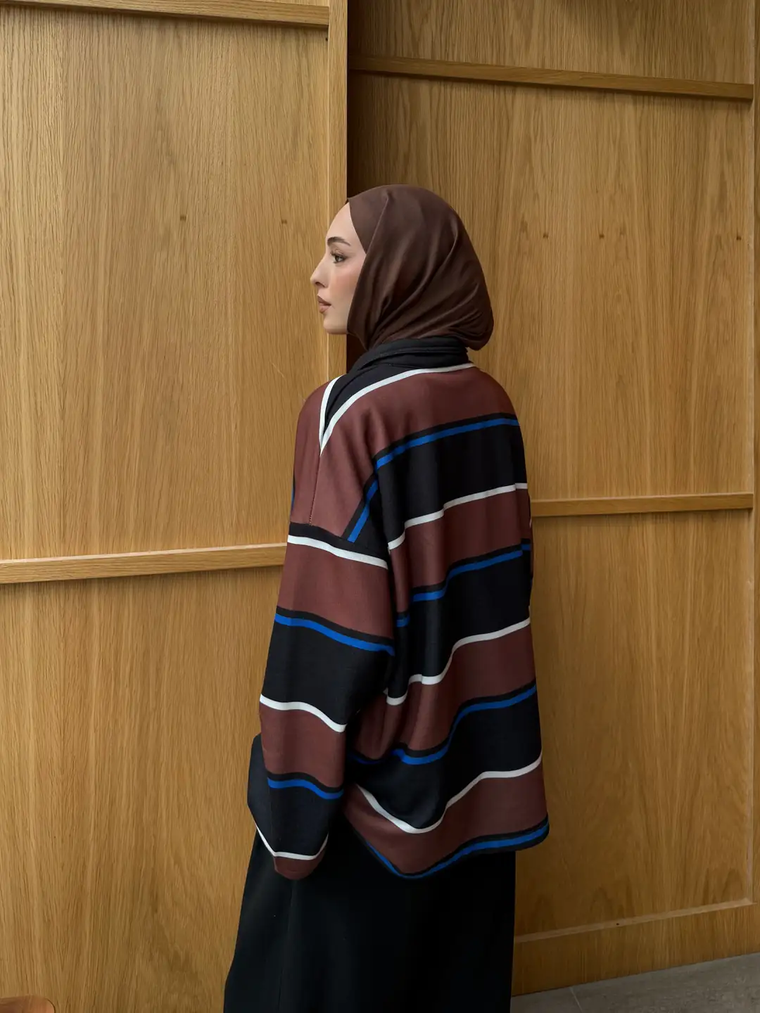 Fleece Polo Yaka Sweatshirt Kahve