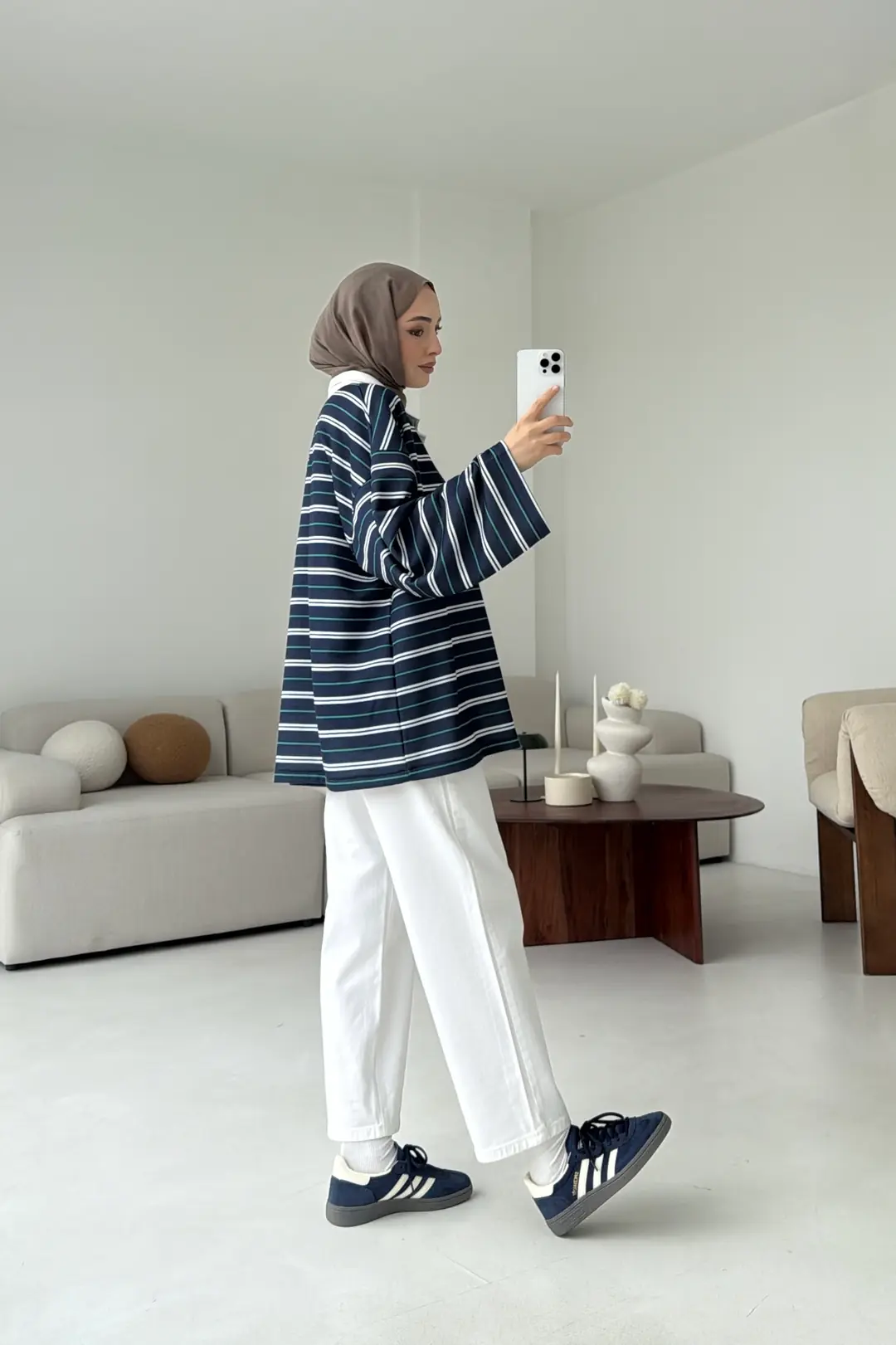 Fleece Polo Yaka Sweatshirt Yeşil