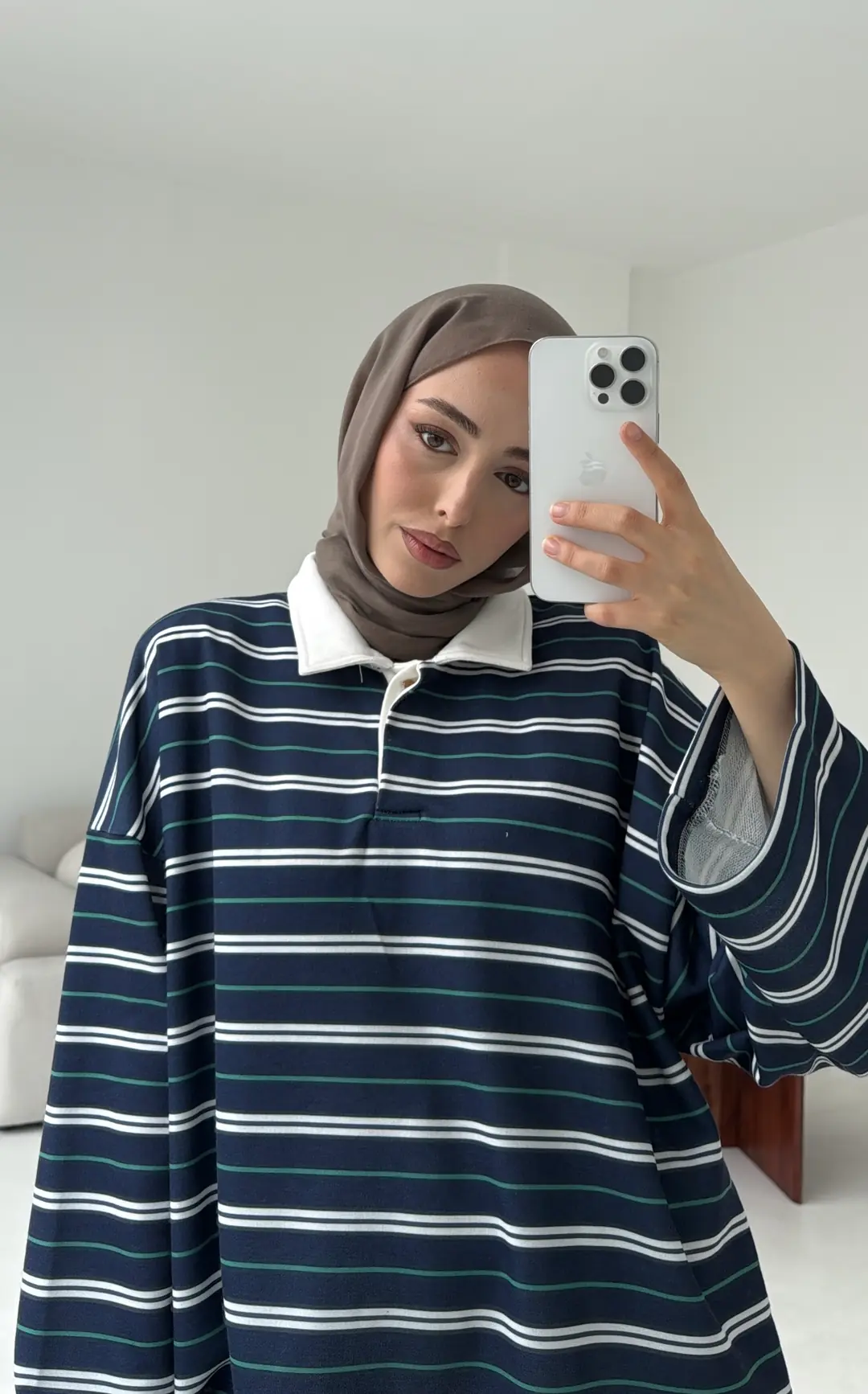 Fleece Polo Yaka Sweatshirt Yeşil - Görsel 9