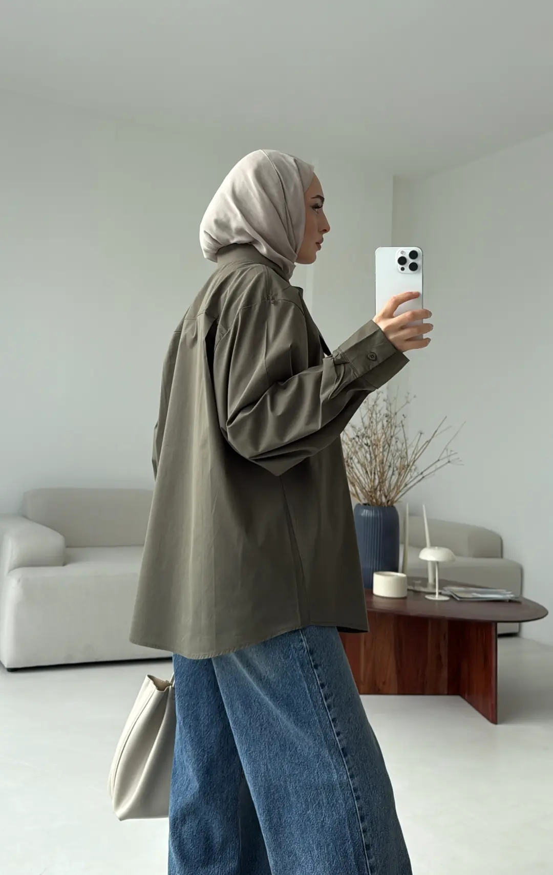 Fular Detay Gömlek Haki - Görsel 4