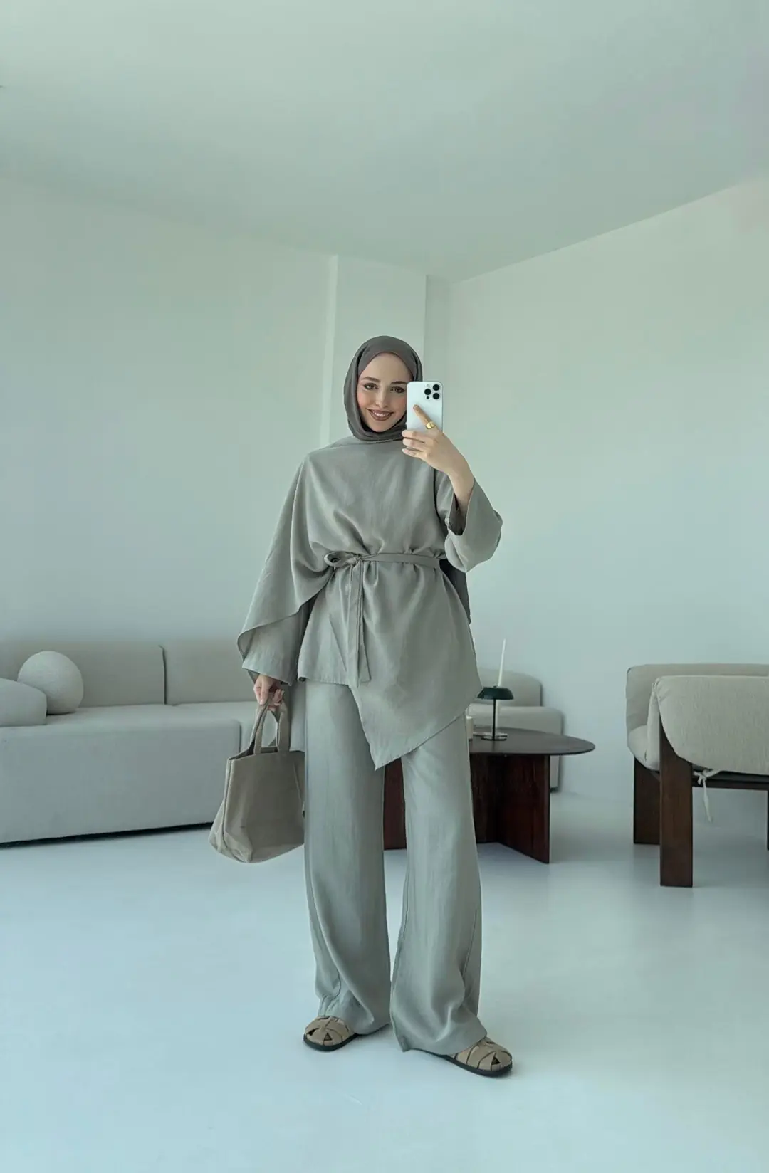 Fular Detay Tunik Takım Haki - Görsel 6