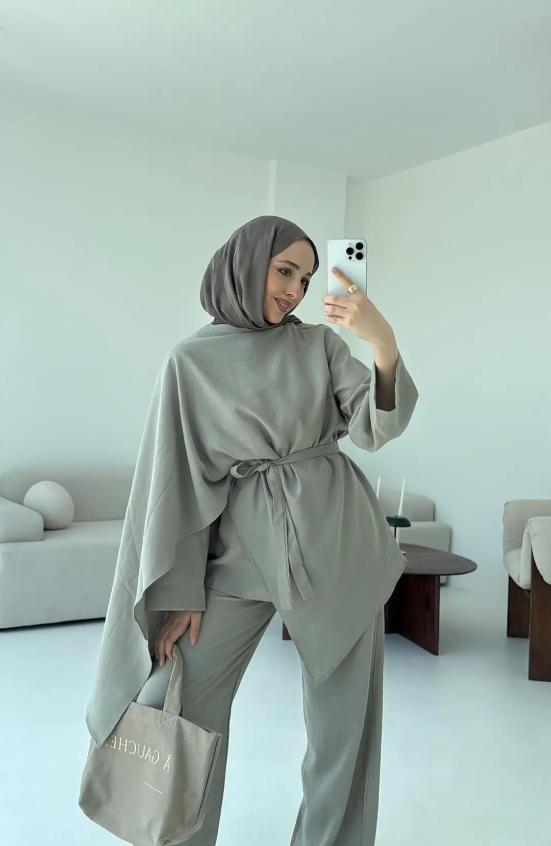 Fular Detay Tunik Takım Haki - Görsel 7