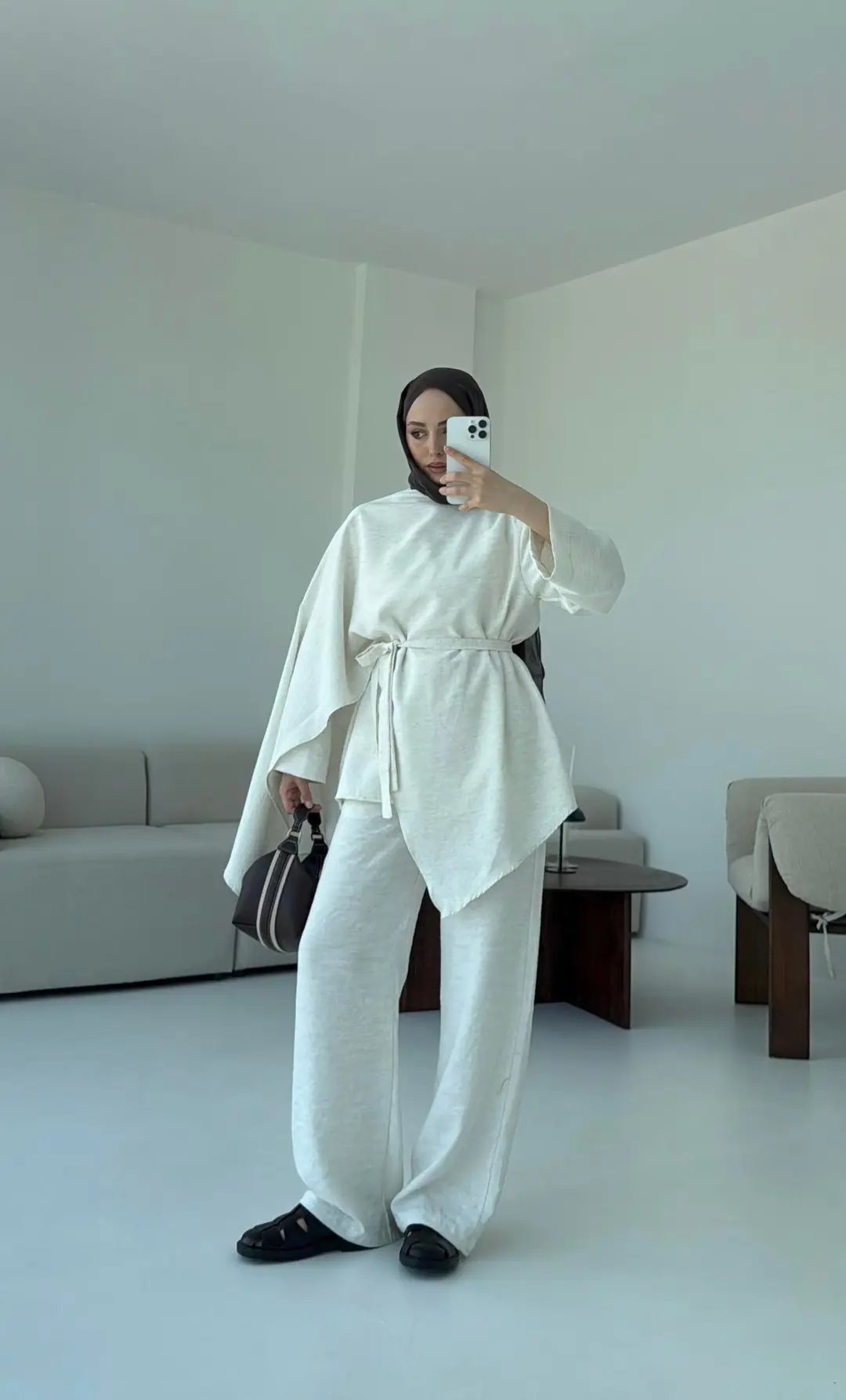 Fular Detay Tunik Takım Natural - Görsel 2