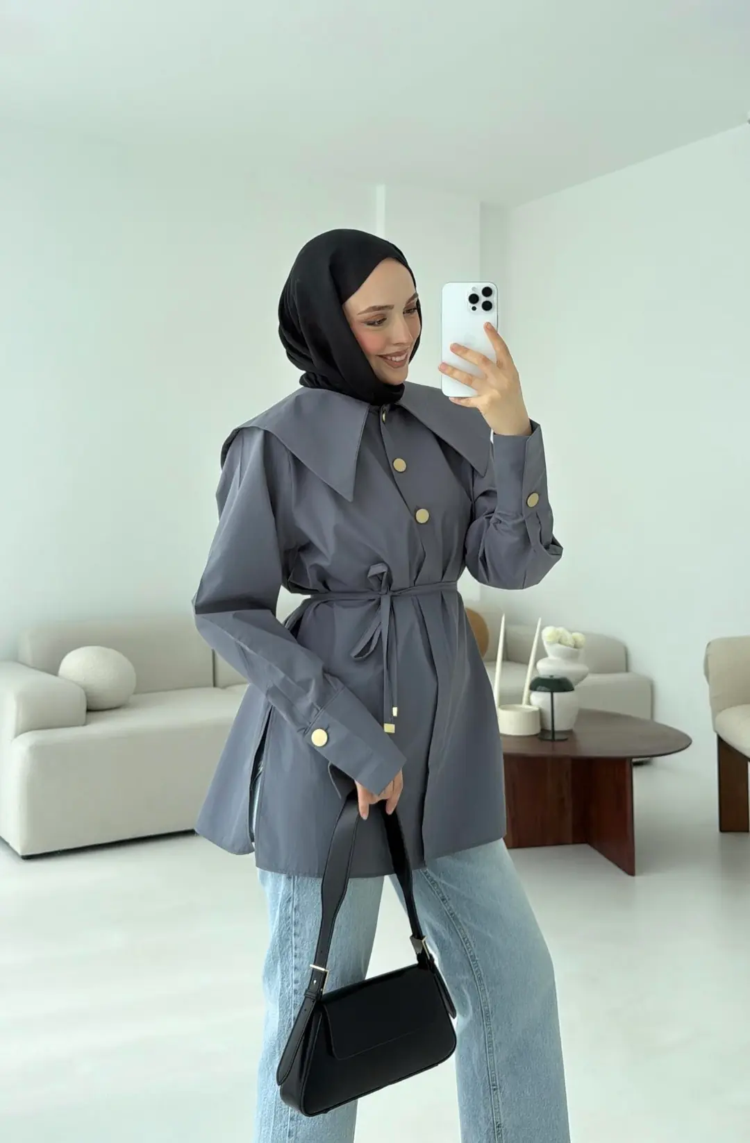 Füme Bebe Yaka Gömlek - Görsel 8