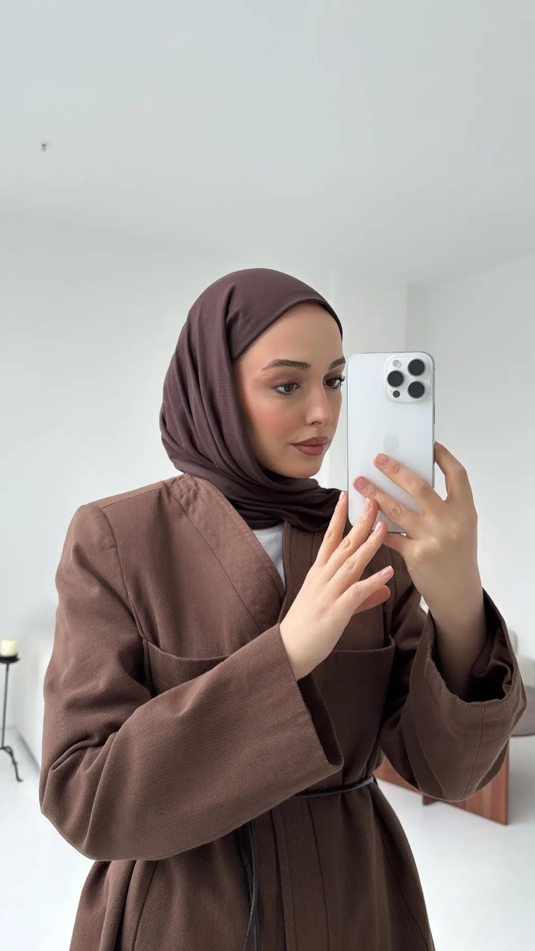 Gabardin Kemerli Ceket Kahve - Görsel 7