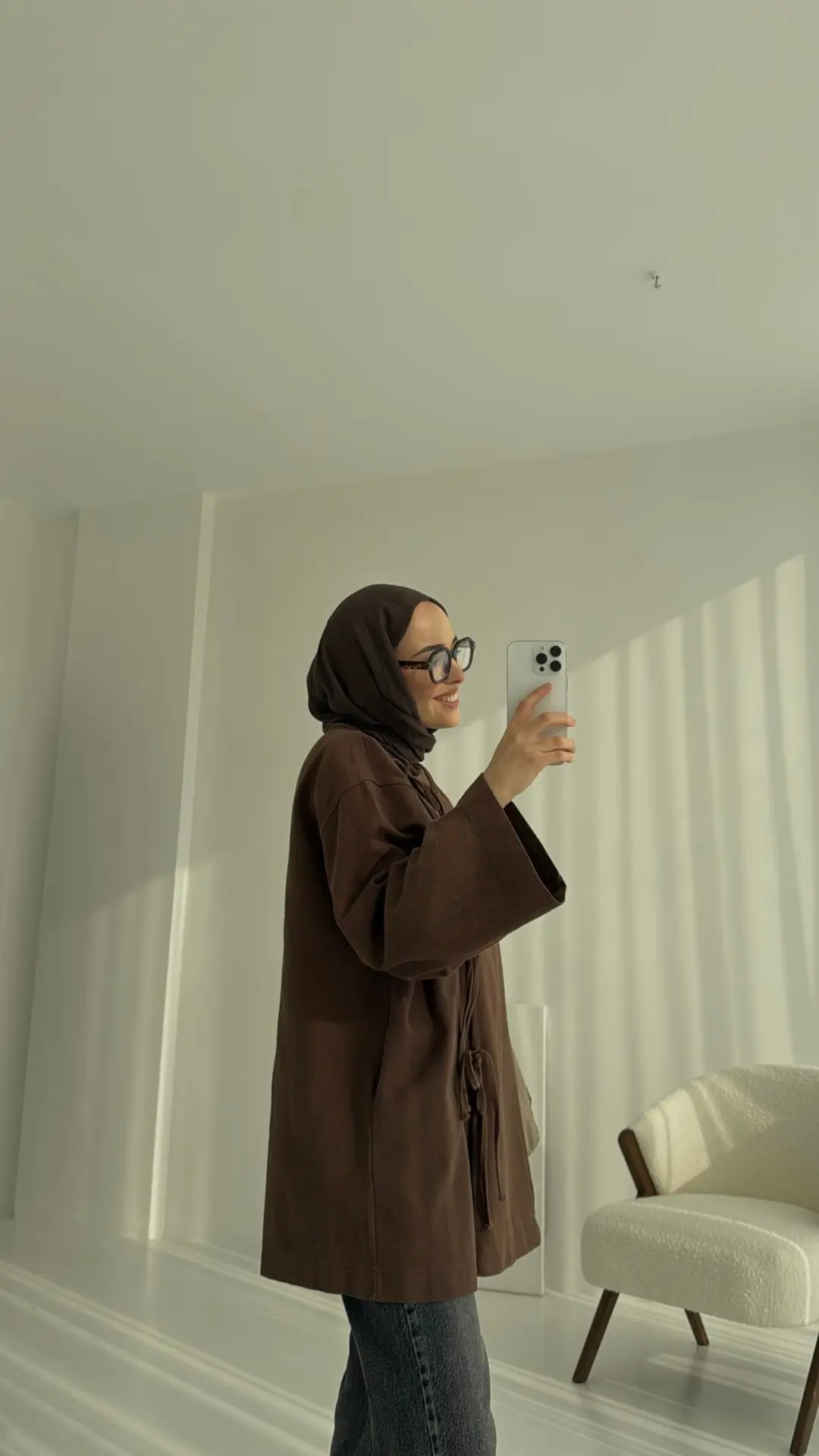 Gabardin Baglamalı Ceket/Kimono Kahve - Görsel 5