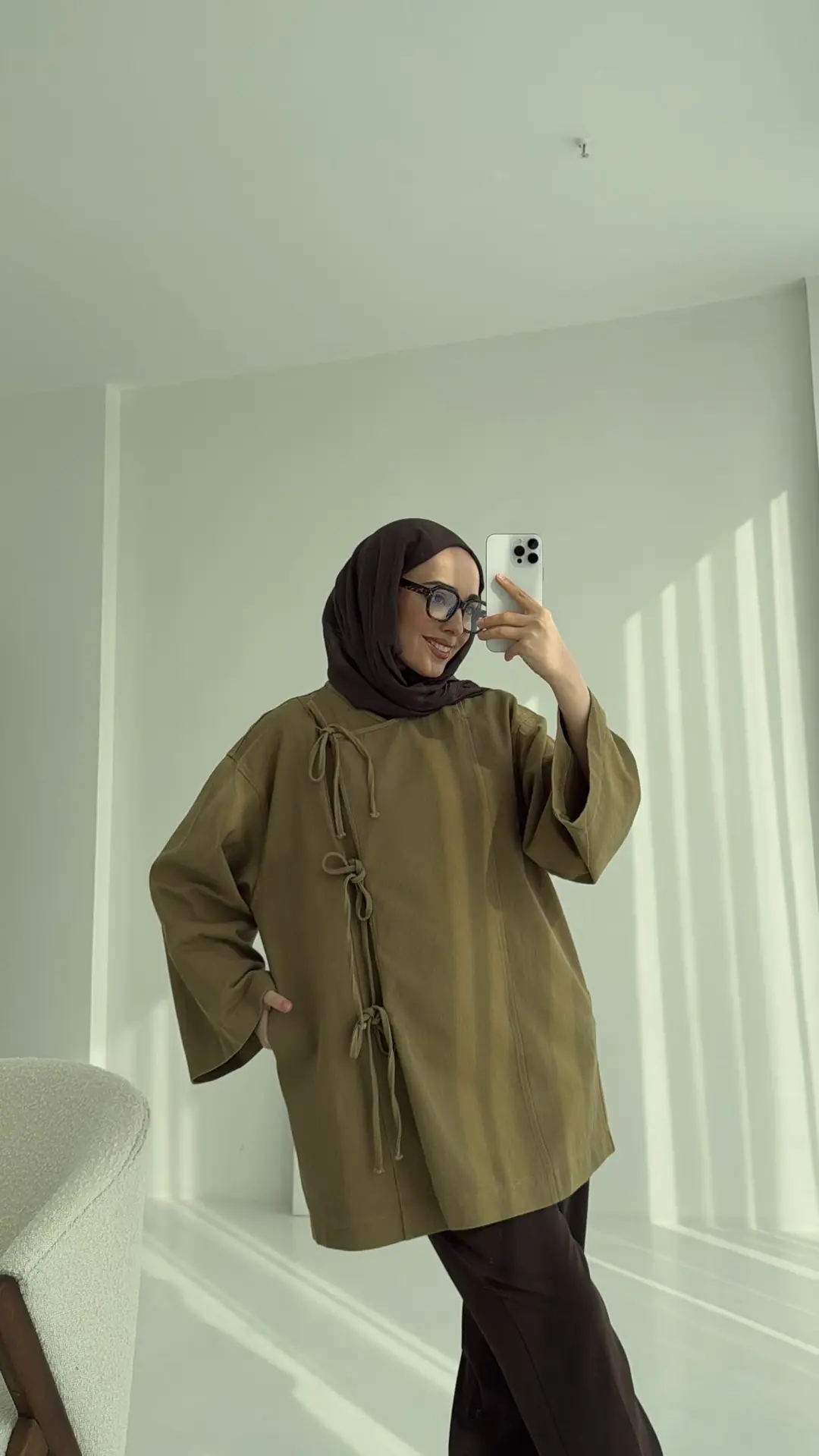 Gabardin Baglamalı Ceket/Kimono Olive