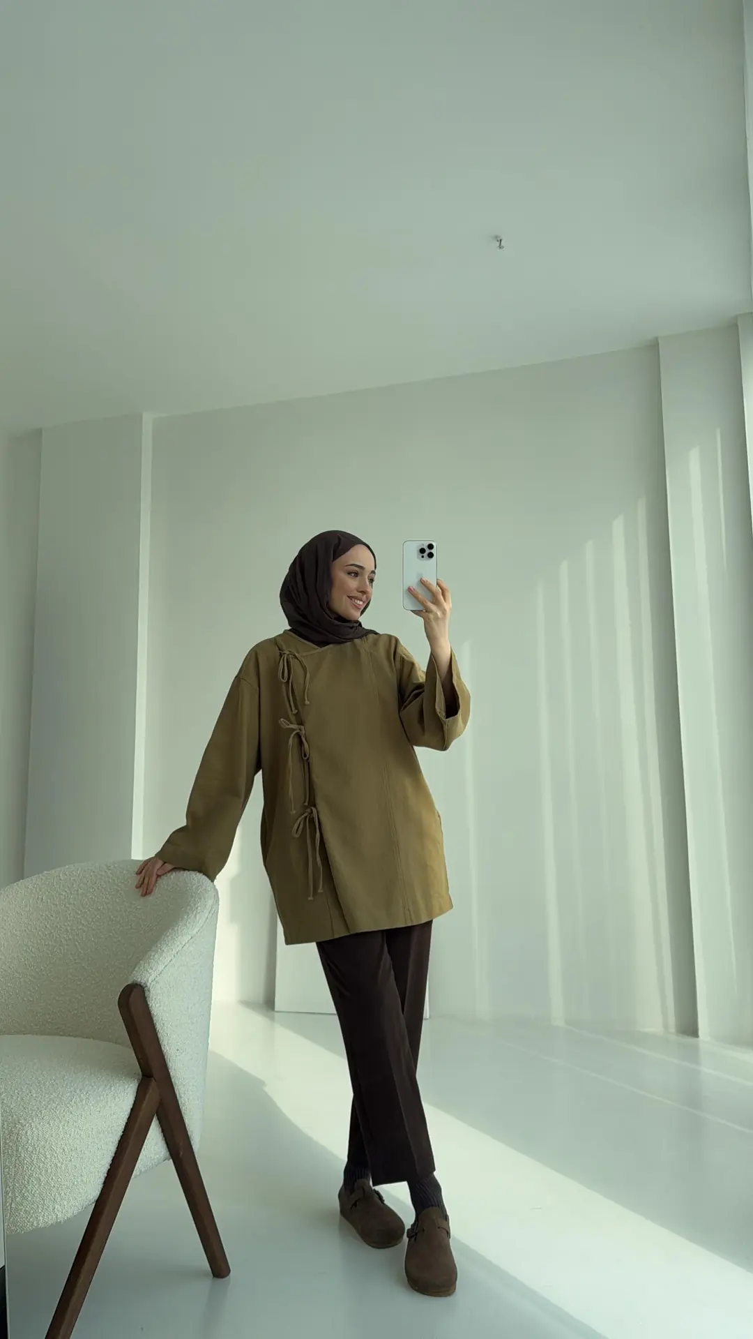 Gabardin Baglamalı Ceket/Kimono Olive - Görsel 2