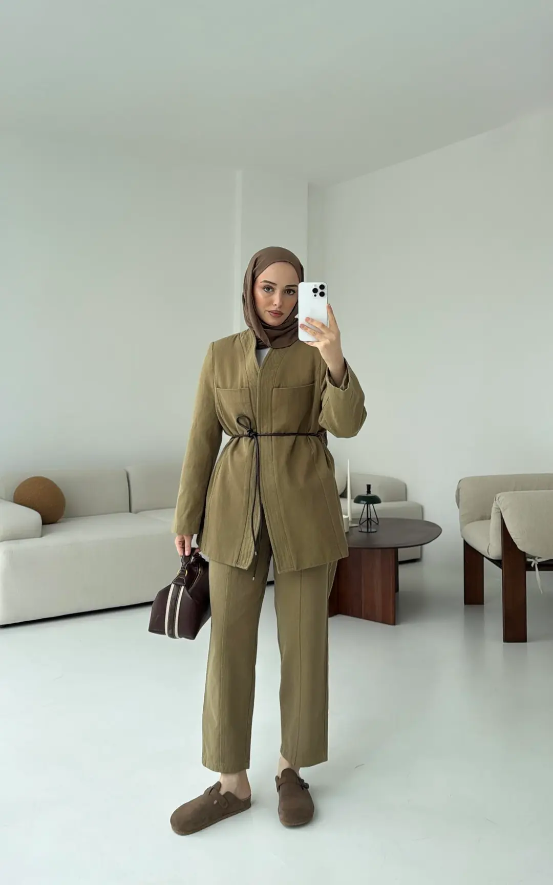 Gabardin Kemerli Takım Haki - Görsel 5