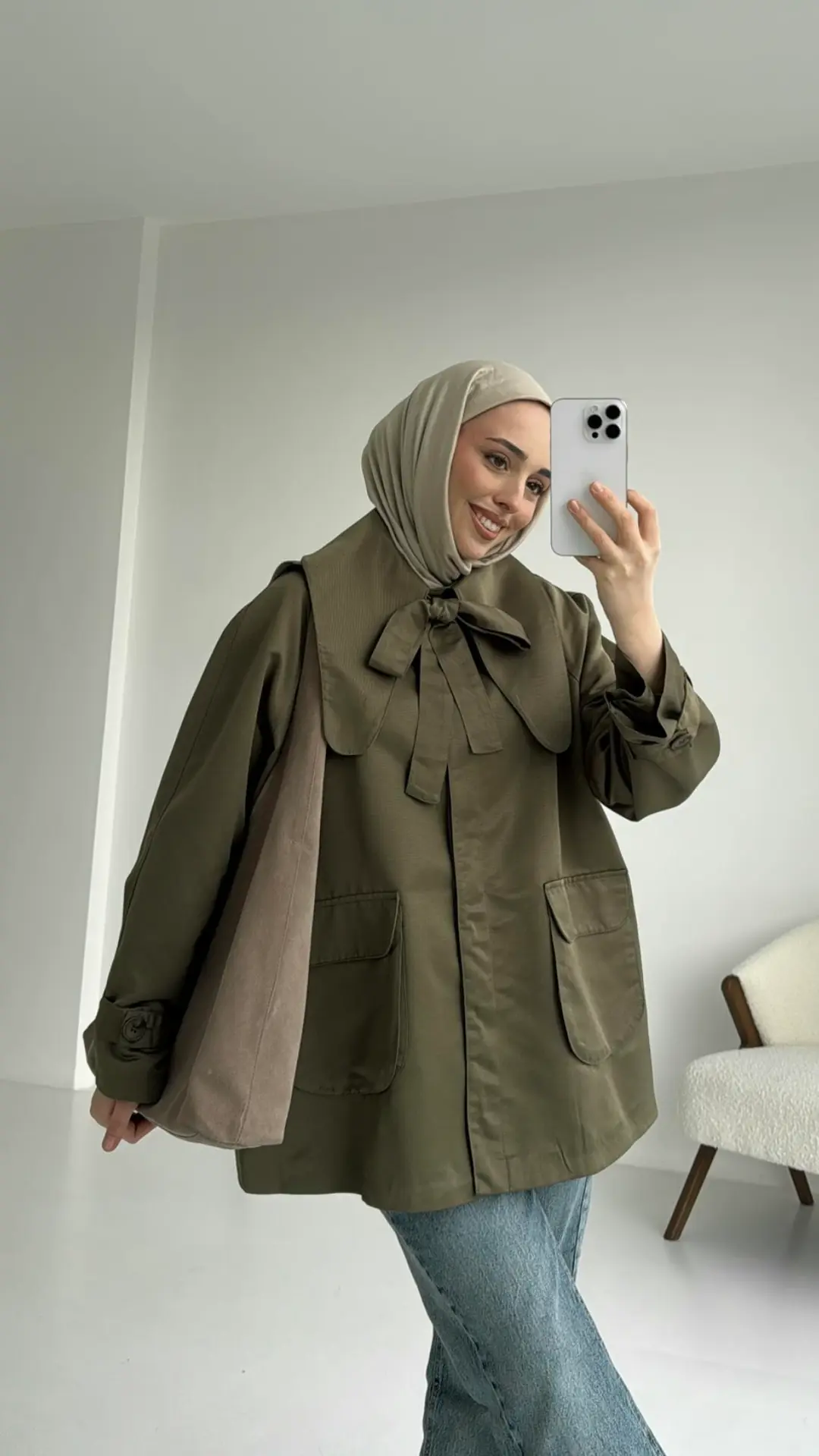 Astarlı Haki Trençkot - Görsel 5