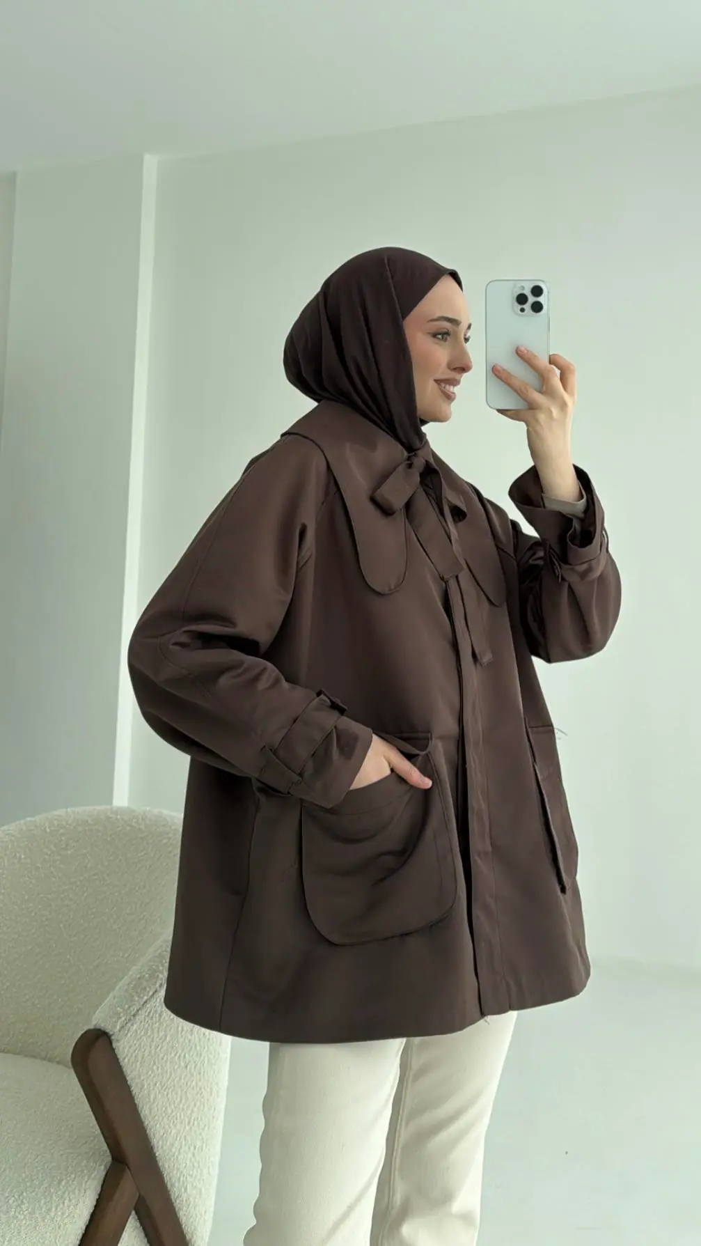 Astarlı Kahve Trençkot - Görsel 4