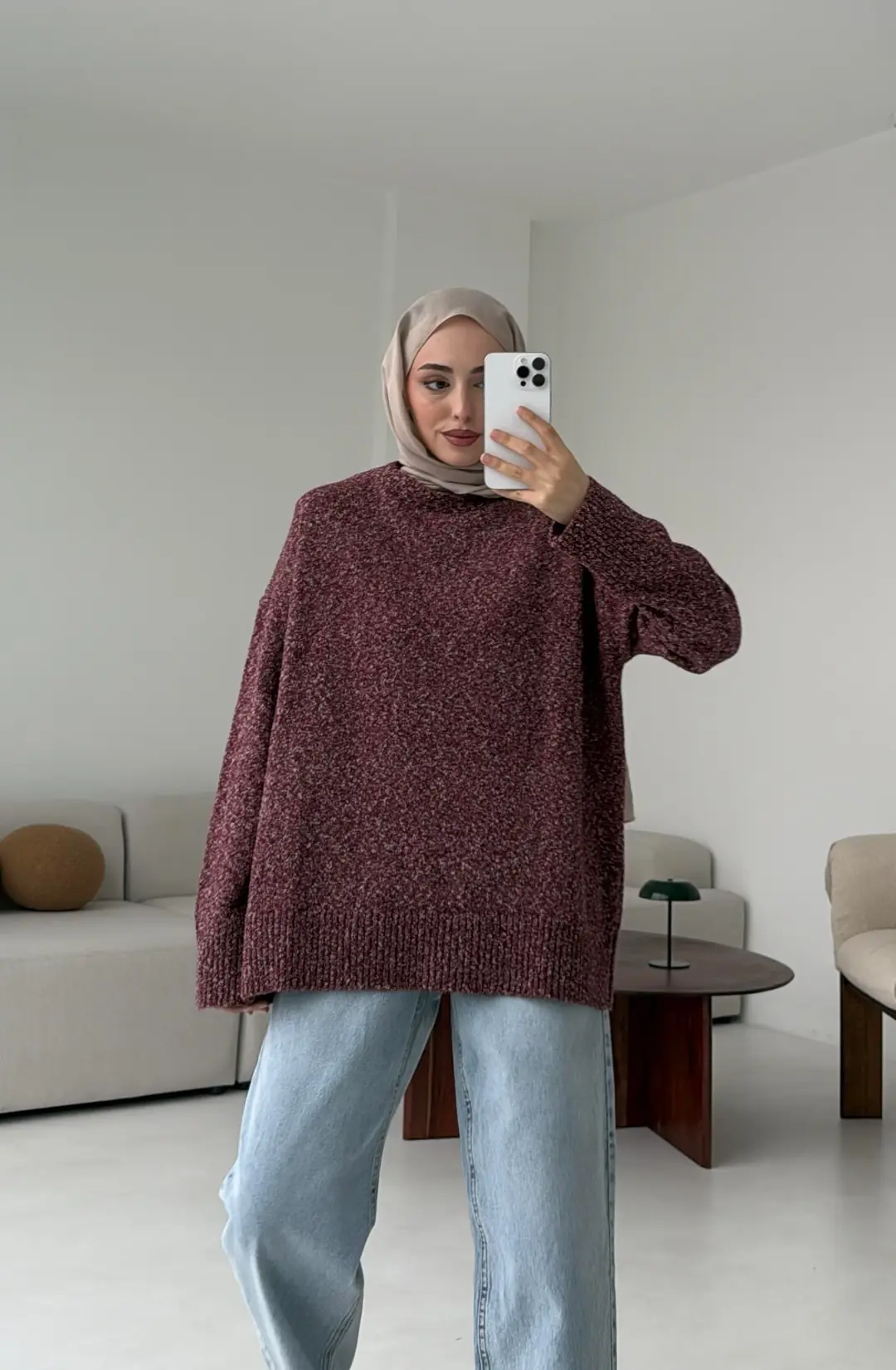 Geçişli Triko Kazak Bordo