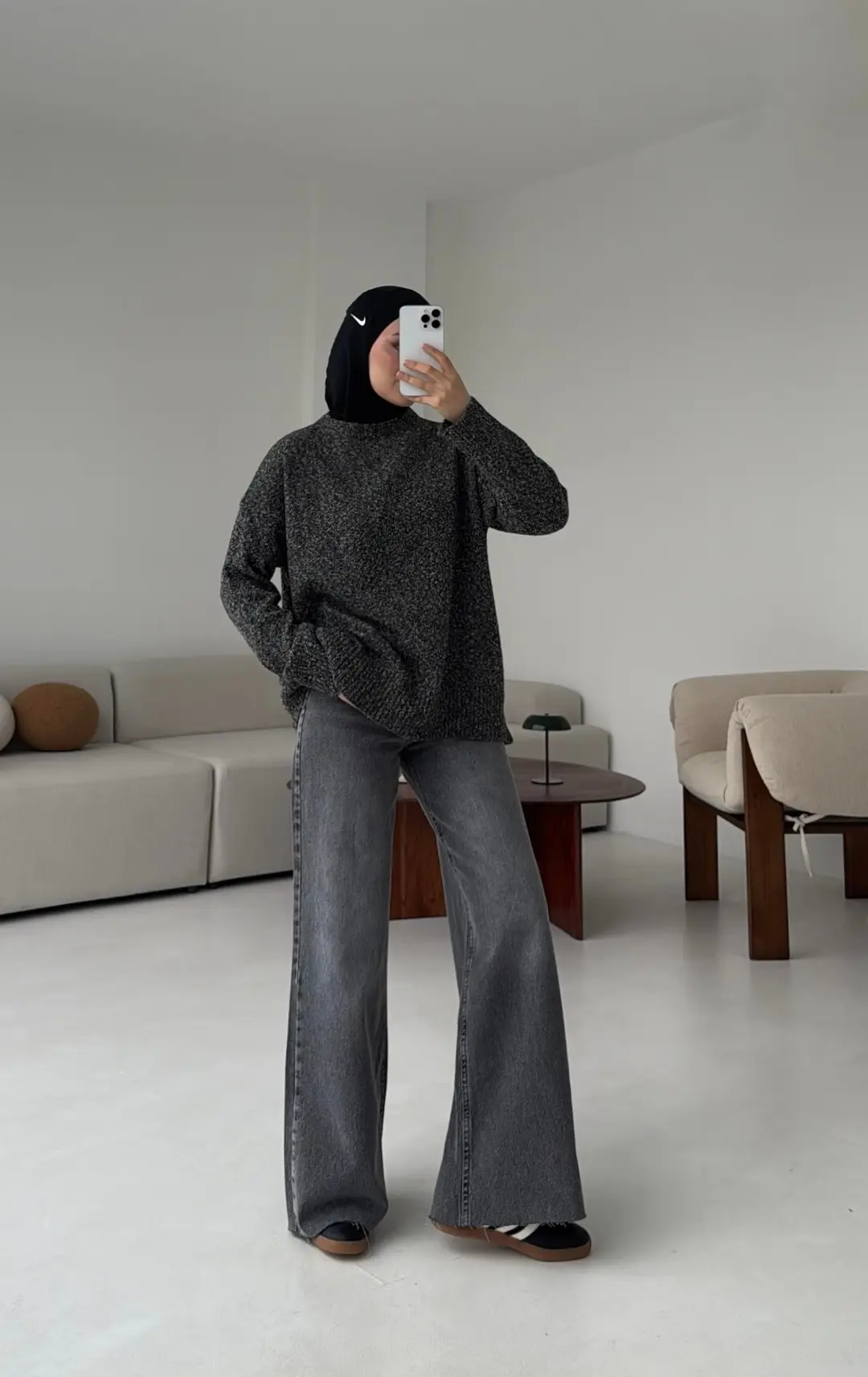 Geçişli Triko Kazak Siyah - Görsel 4