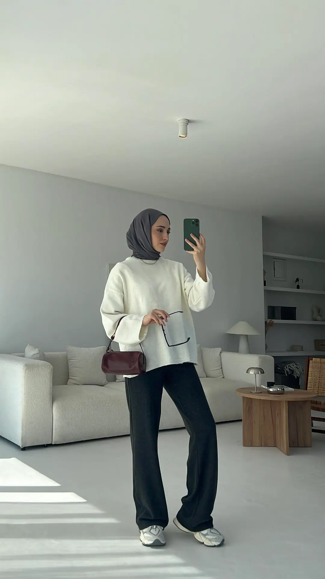 Geniş Kol Basıc Kazak Ekru