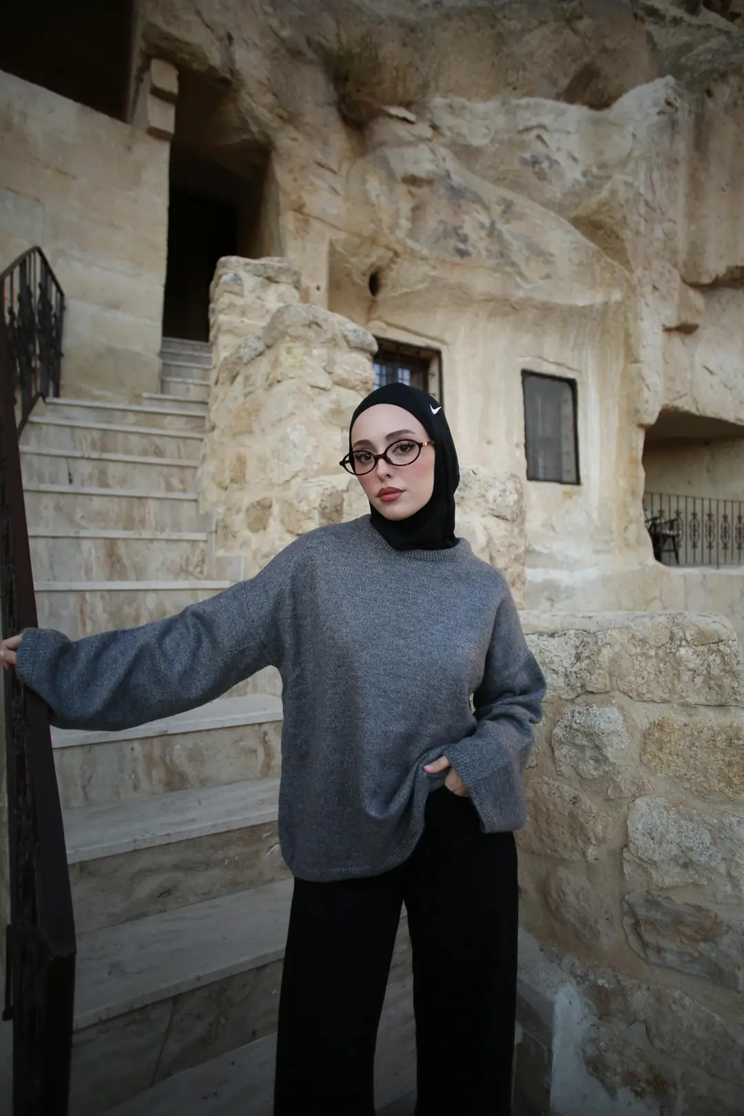 Geniş Kol Basıc Kazak Gri - Görsel 6