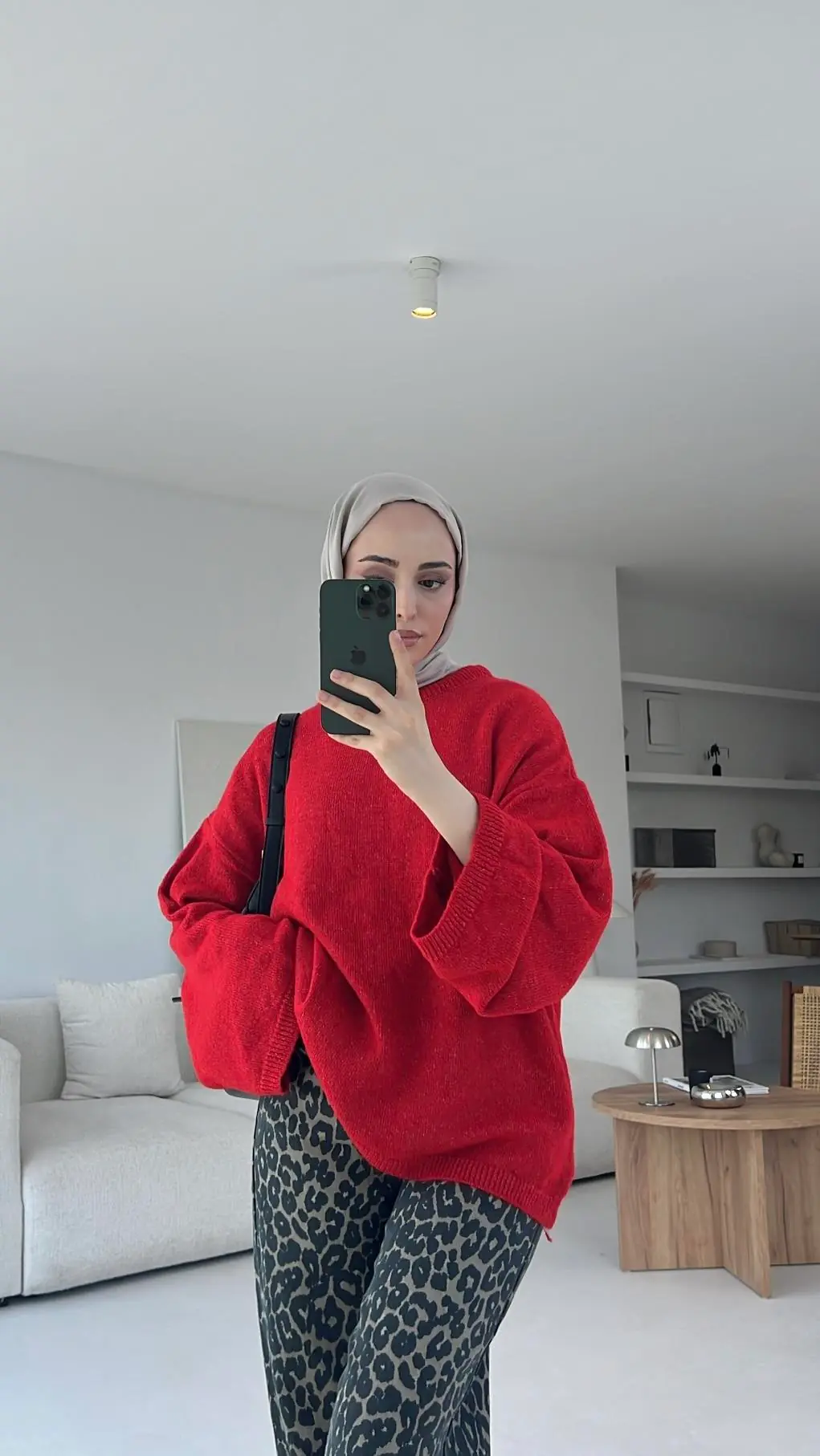 Geniş Kol Basıc Kazak Kırmızı