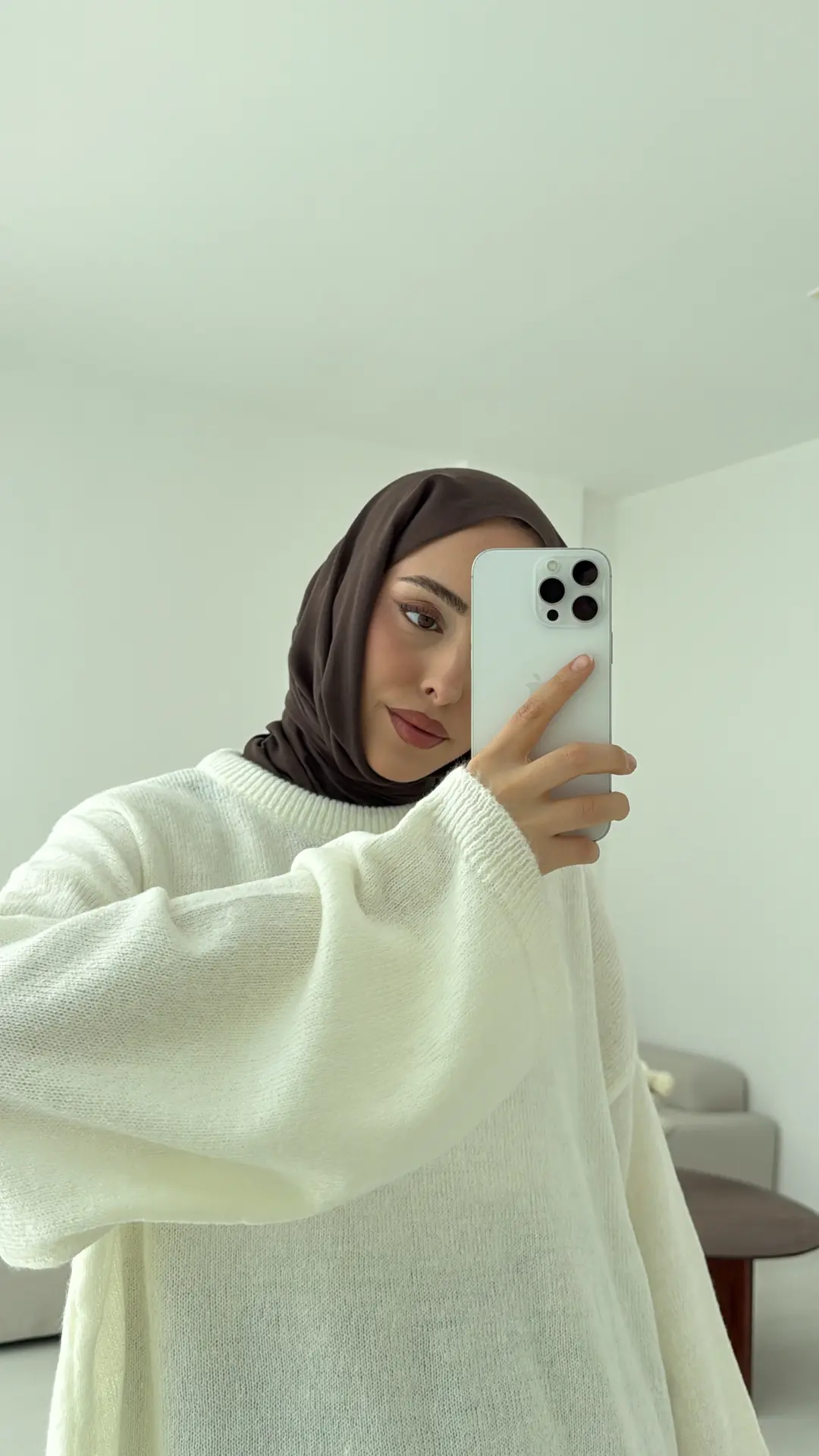 Geniş Kol Basıc Kazak Krem - Görsel 3