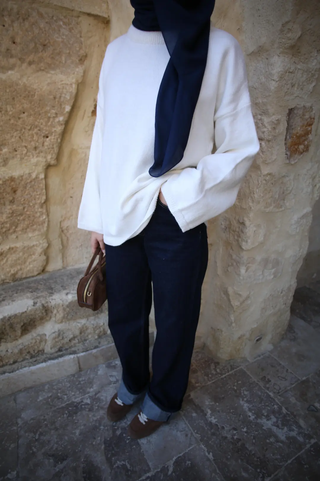 Geniş Kol Basıc Kazak Krem - Görsel 4